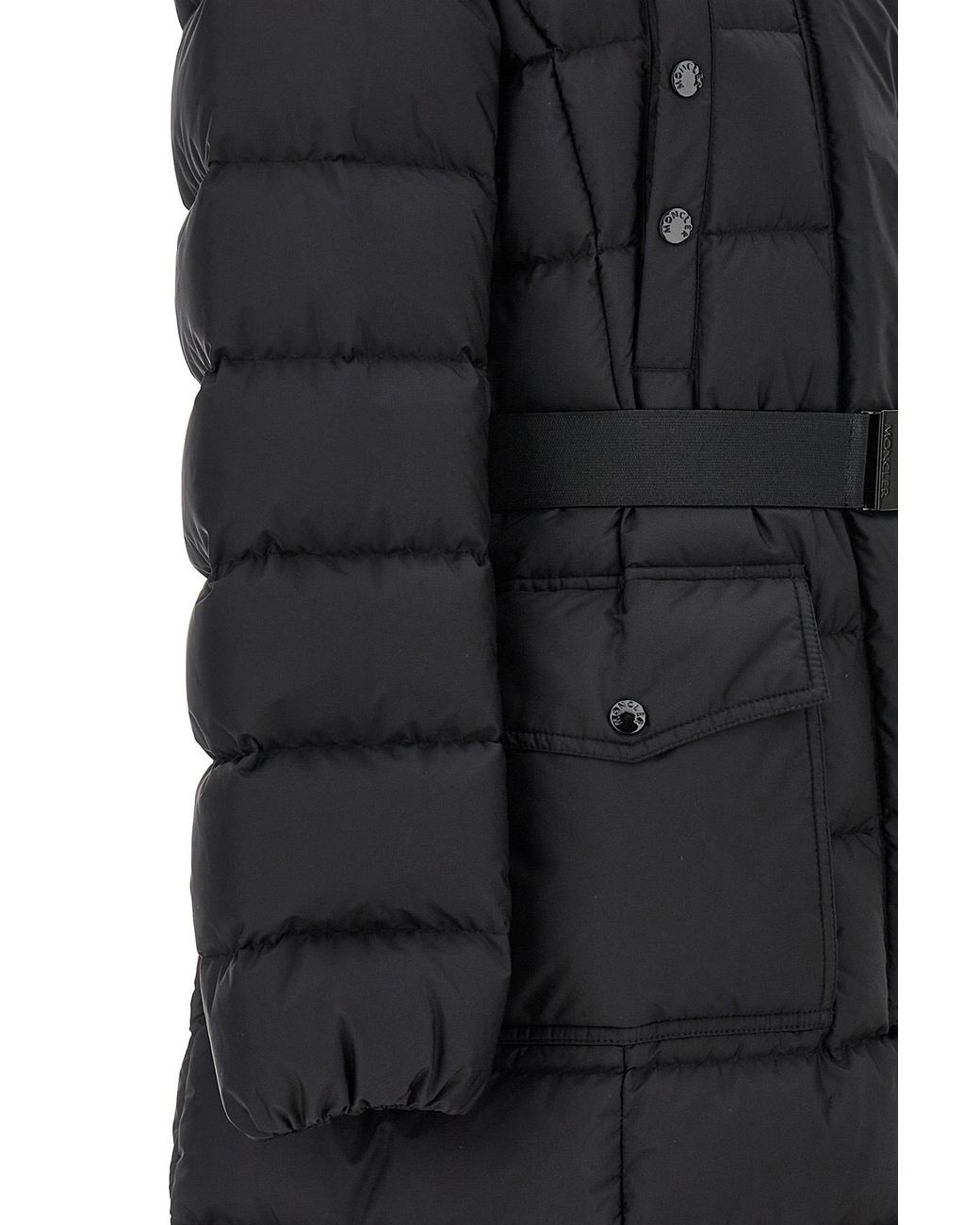 Moncler Black Khloe Logo Patch Belted Jacket