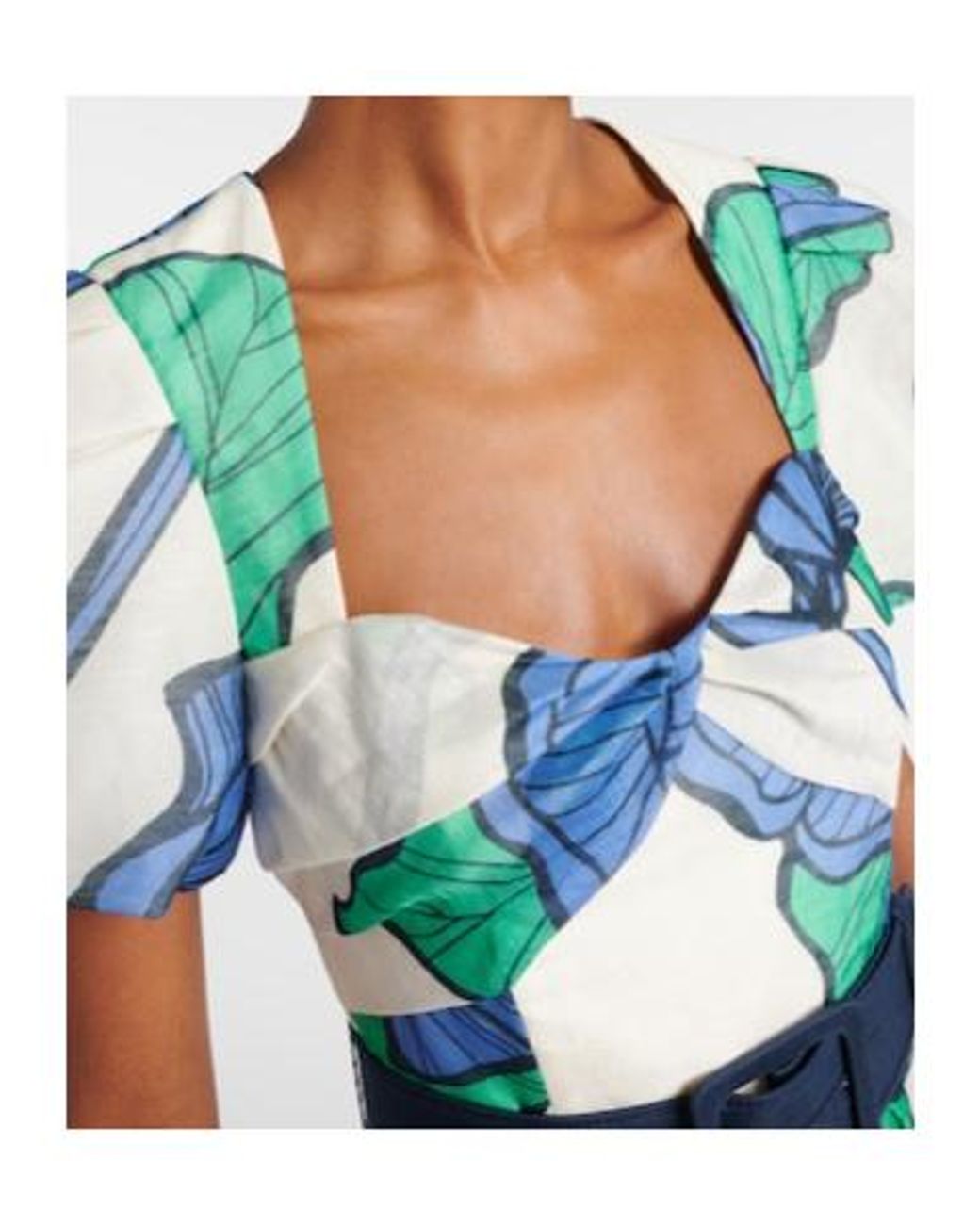 Rebecca Vallance Blue Ivy Floral Linen And Silk Midi Dress