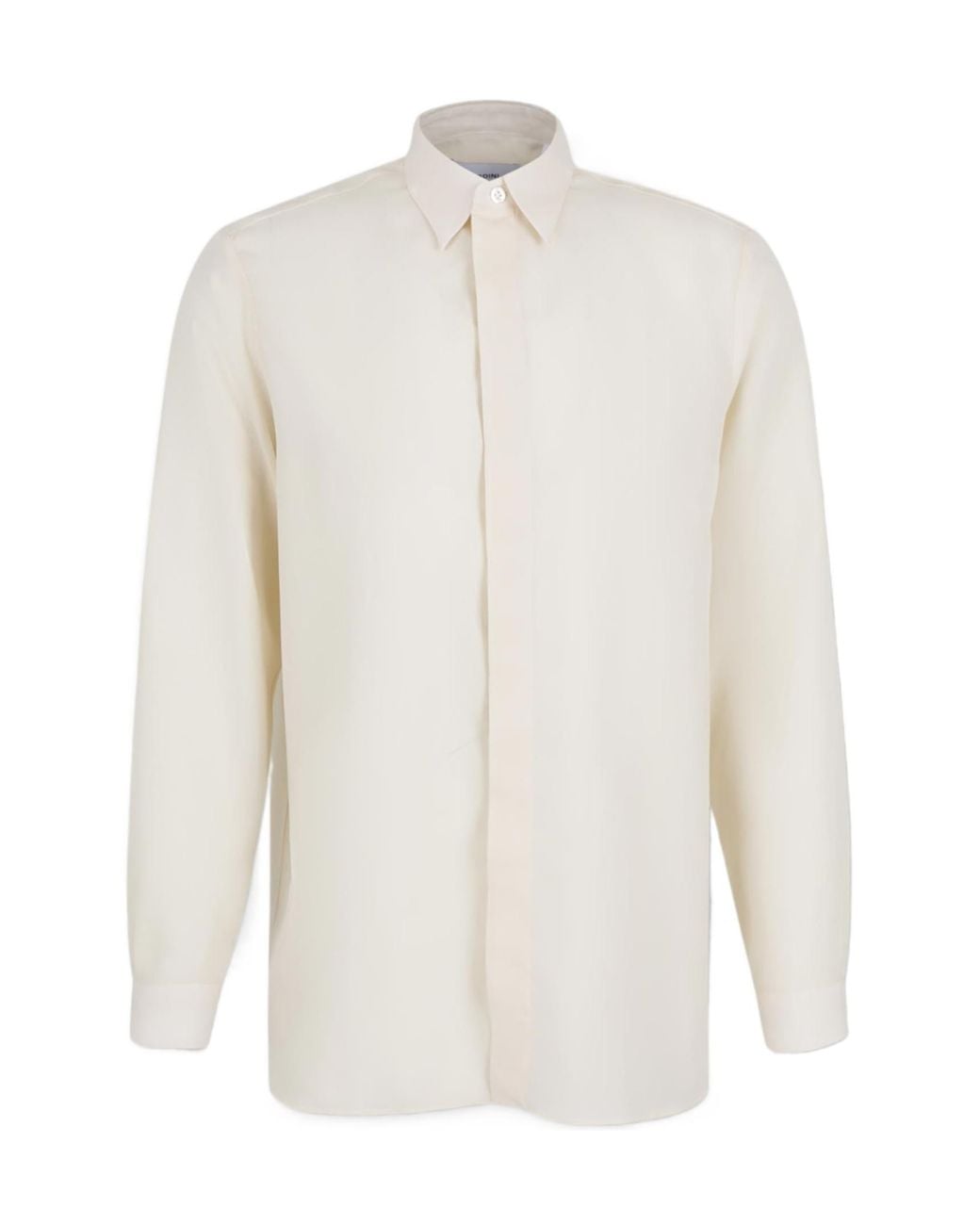 Lardini White Concealed Placket Shirt for men