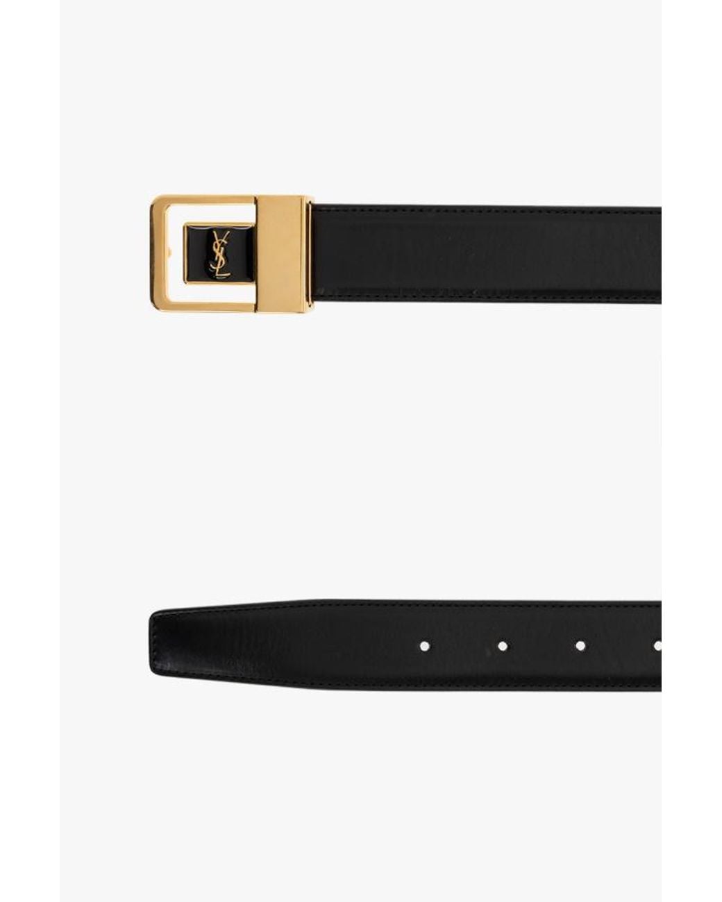 Saint Laurent White La 66 Buckle Belt