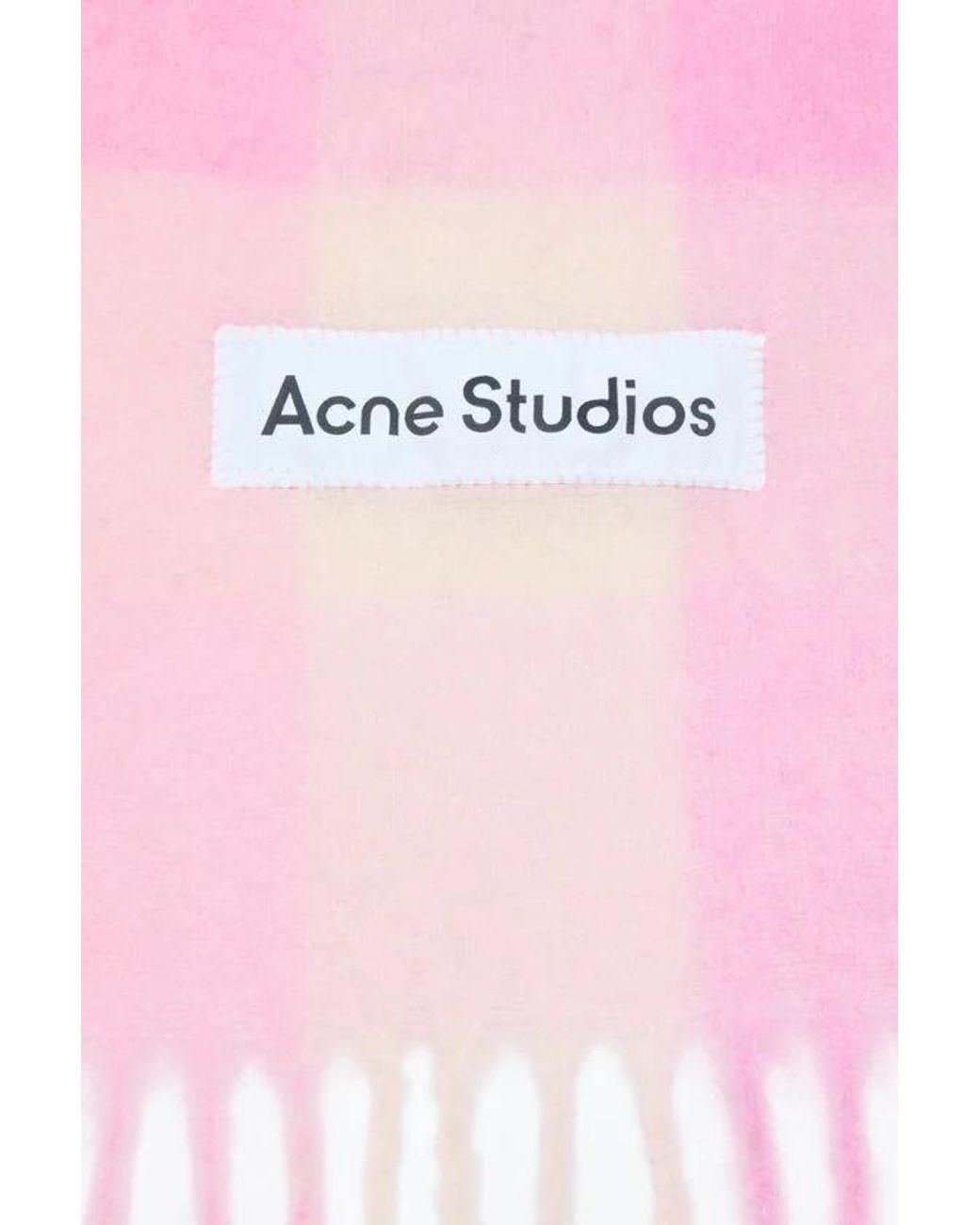 Acne Pink Logo Patch Checked Scarf for men