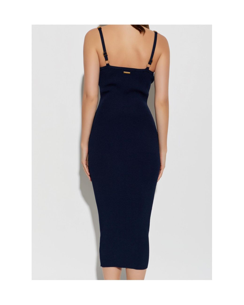 MICHAEL Michael Kors Blue Chain-Strap Ribbed-Knit Dress