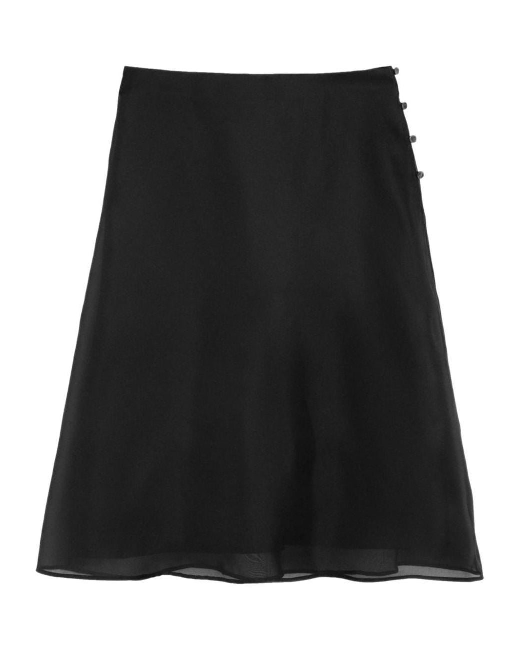 AMI Black Midi Sheer A-Line Midi Skirt