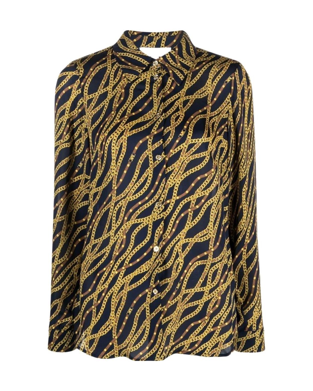 MICHAEL Michael Kors Green Status Print Georgette Blouse