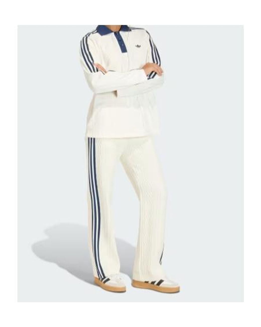Adidas Originals White Adidas Side-Striped Straight Leg Track Pants