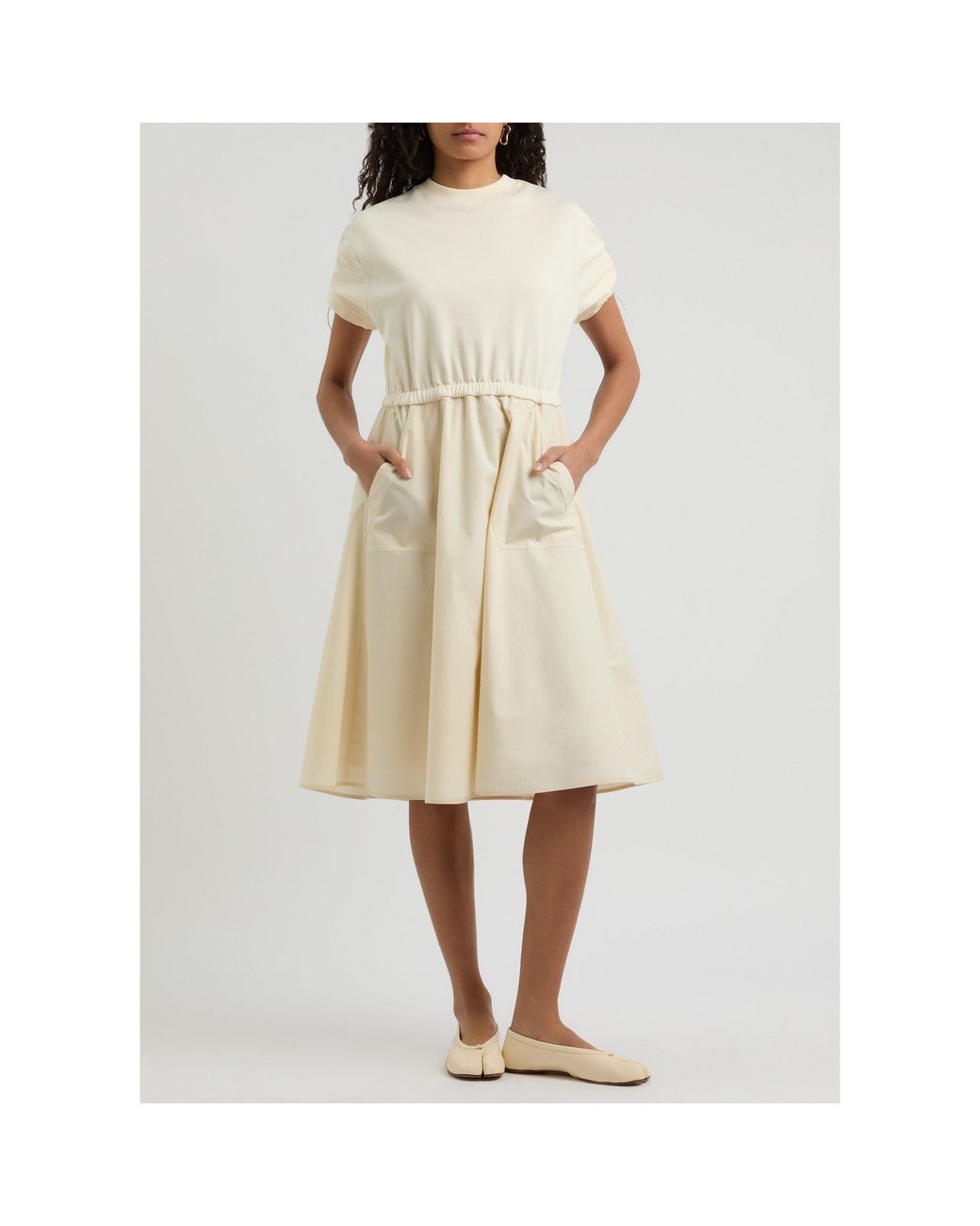 Moncler White Loose A-Line Dress