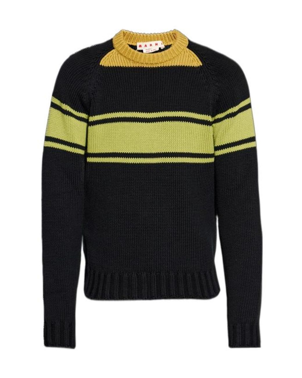 Marni Black Logo Intarsia Slim Jumper for men
