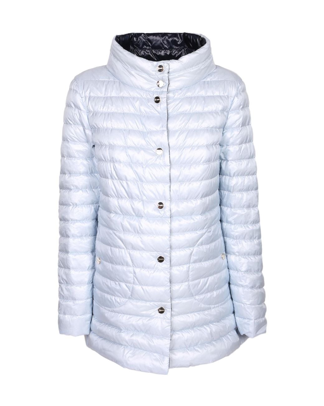 Herno Blue Reversible Button-Up Down Jacket