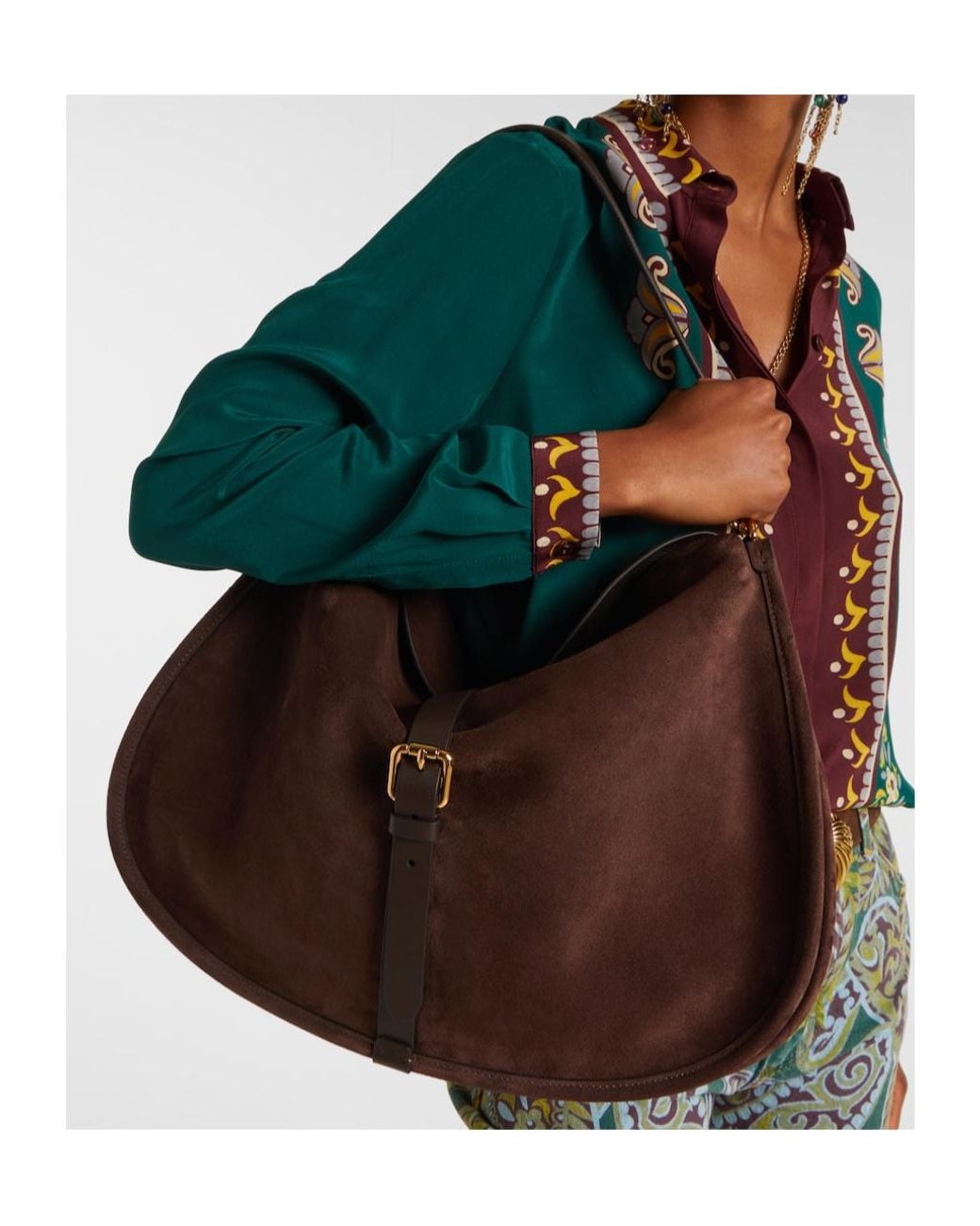 Etro Brown Pony Small Suede Tote Bag