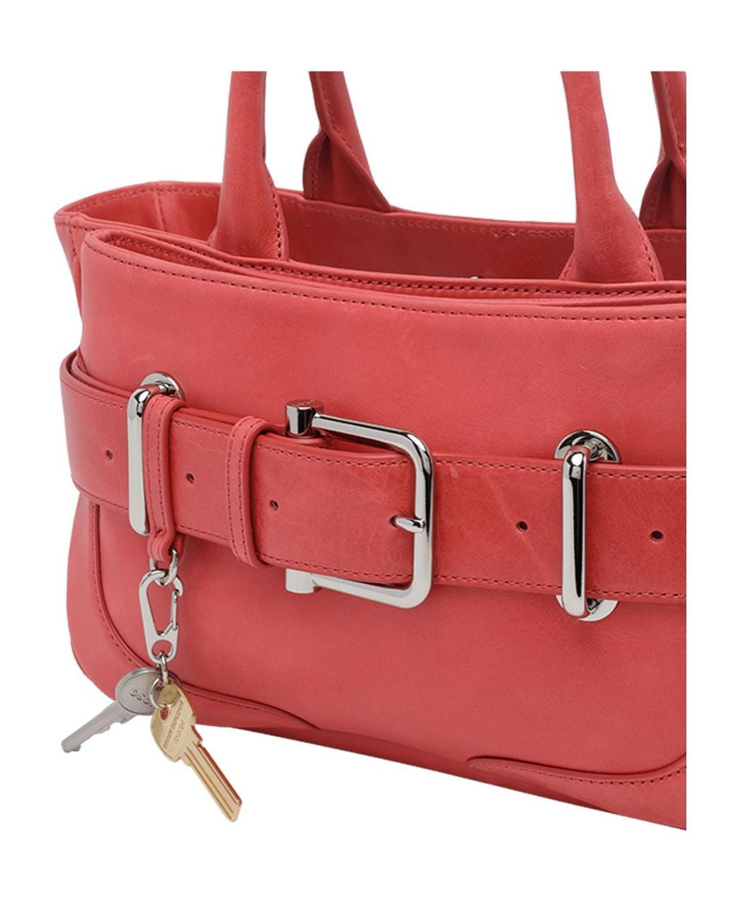 OSOI Red Brocle Belted Tote Bag