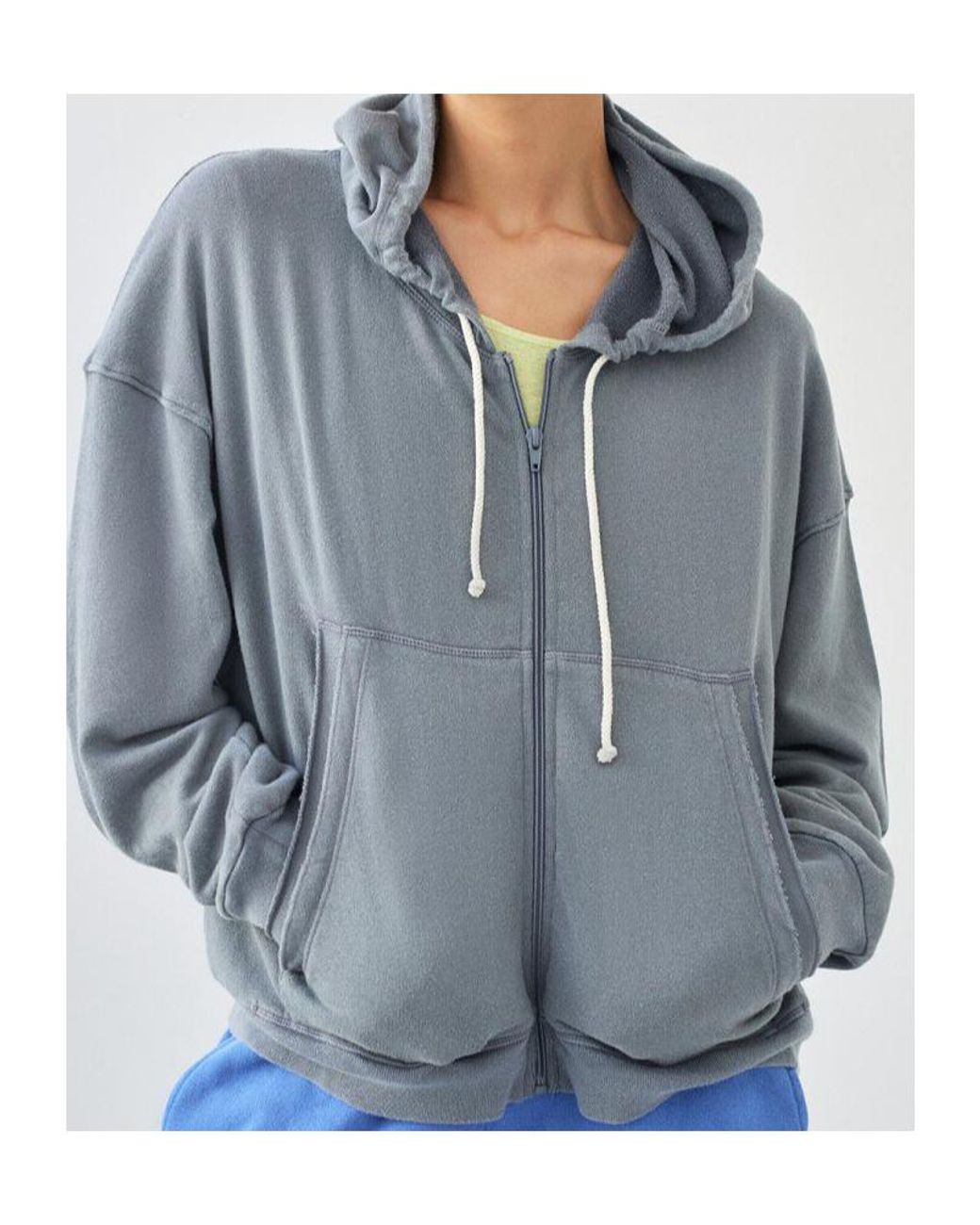 American Vintage Gray Distressed Zip Hoodie
