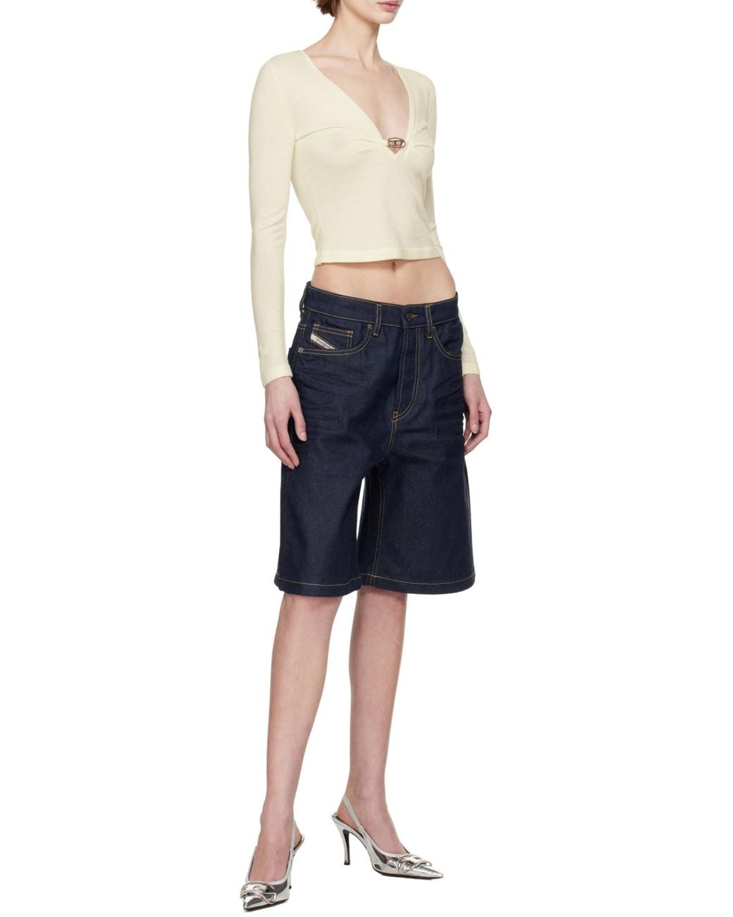 DIESEL White M-Piaffy V-Neck Top