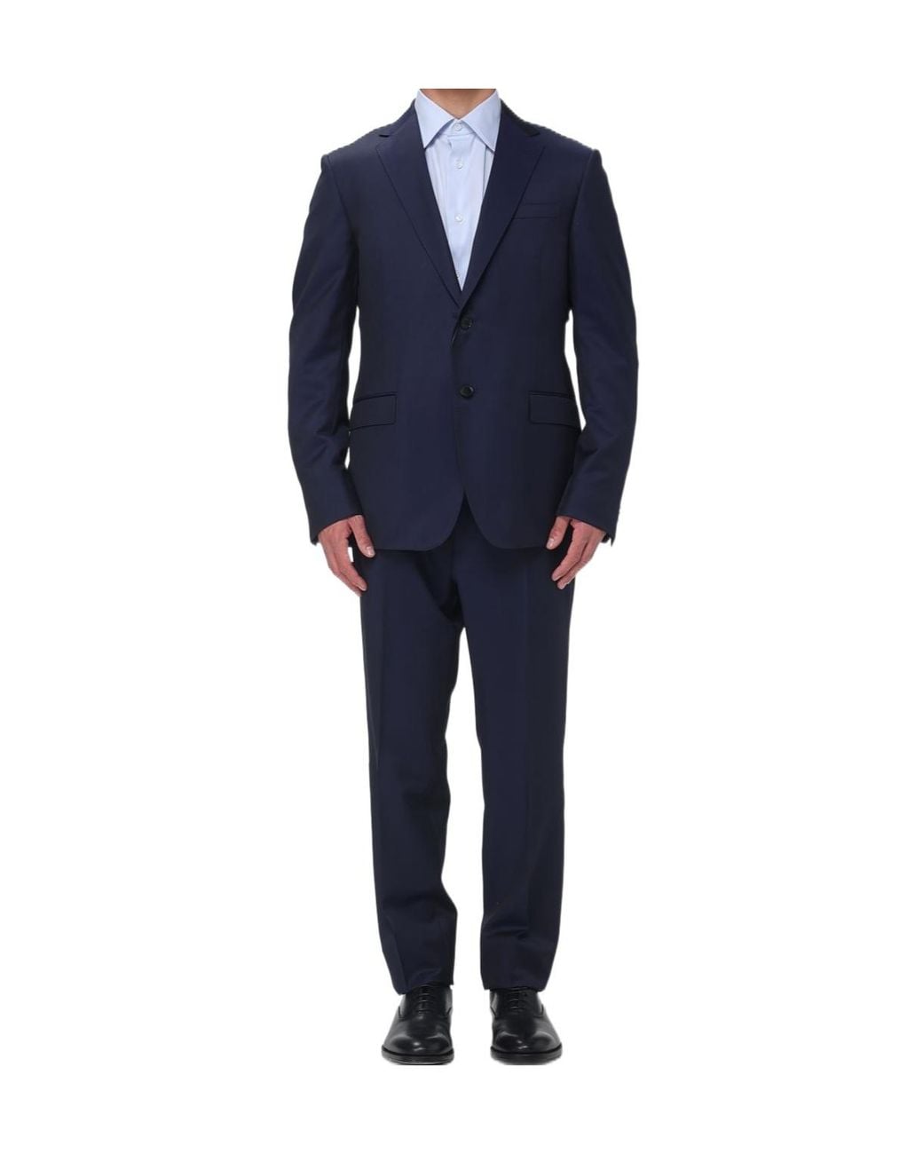 Zegna Blue Long-Sleeved Suit Jacket And Trousers Two-Piece Set for men