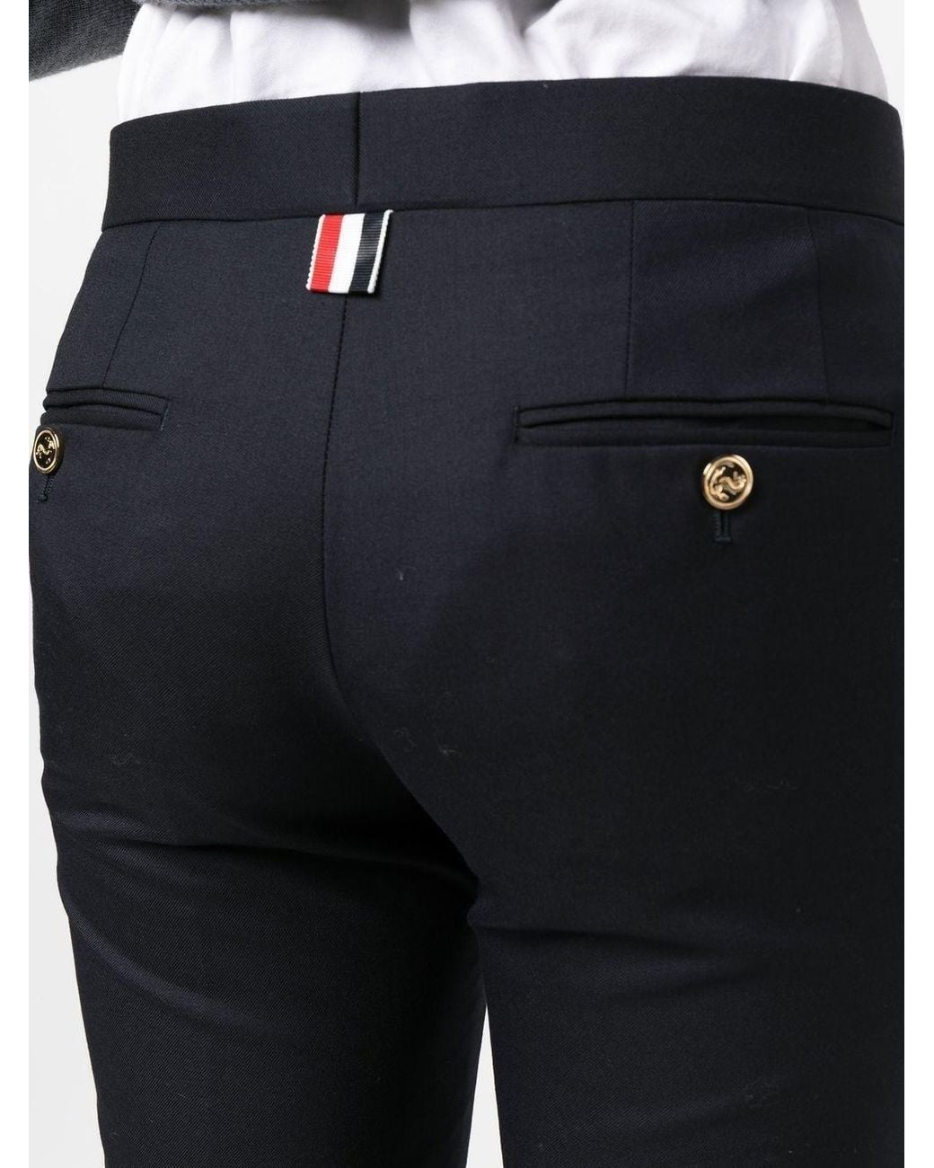 Thom Browne Blue Rwb Detailed Cropped Pants