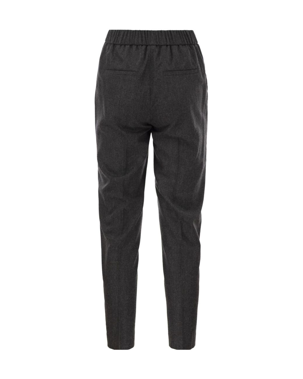 Peserico Black Elastic-Waist Casual Trousers