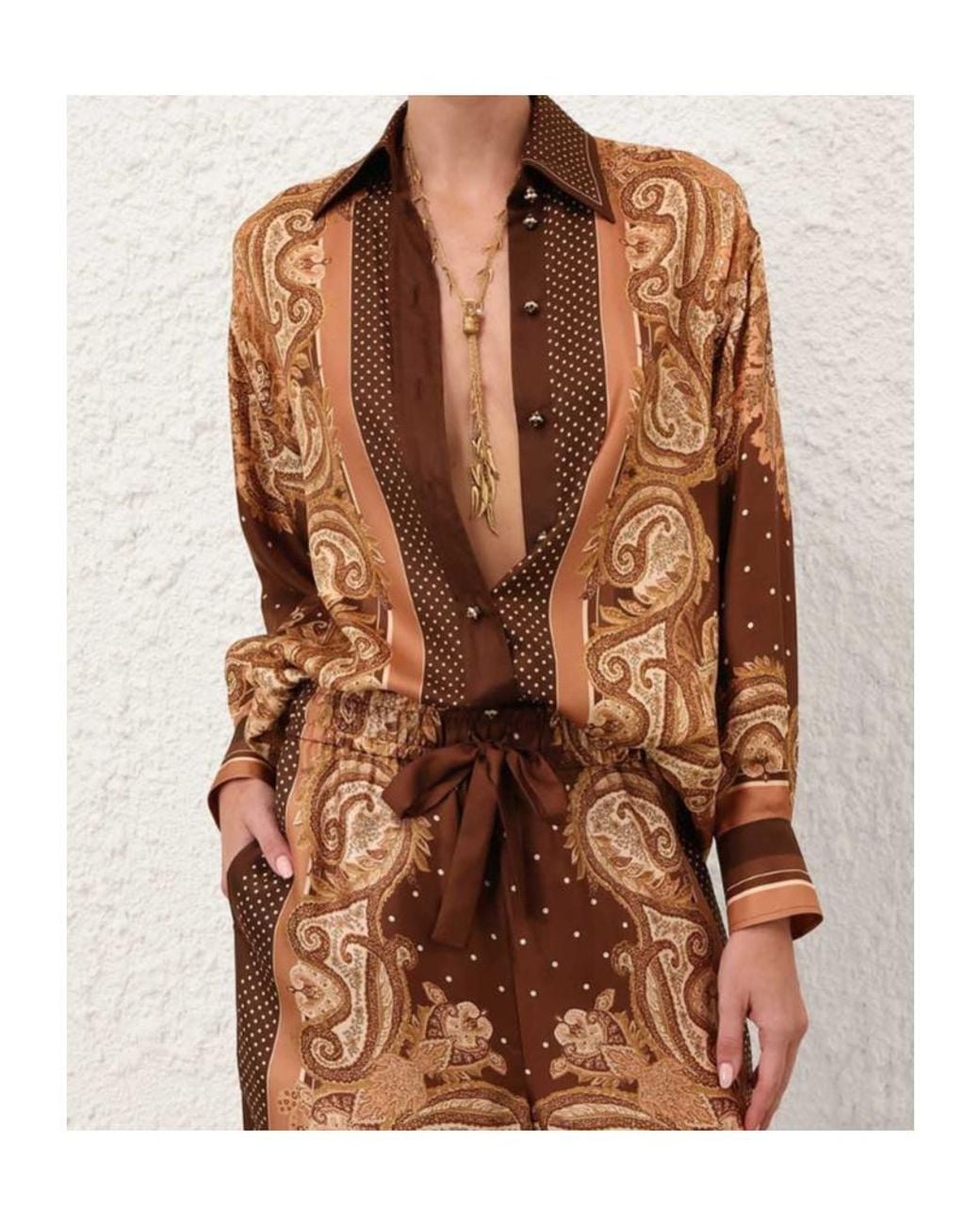 Zimmermann Brown Luna Relaxed Shirt