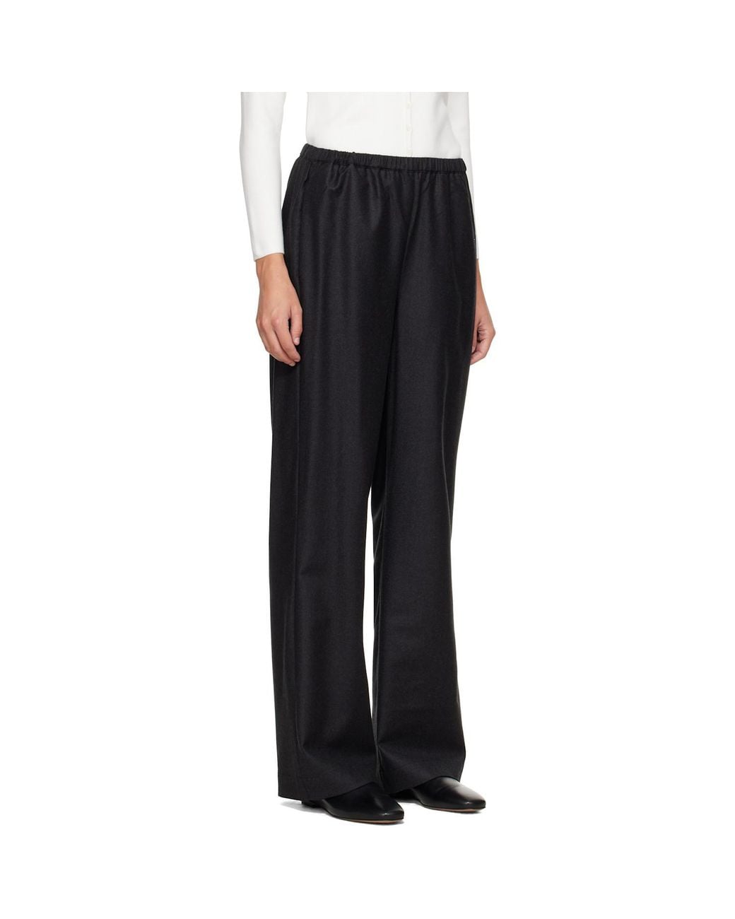 Rohe Black Elastic Waist Loose-Fit Pants