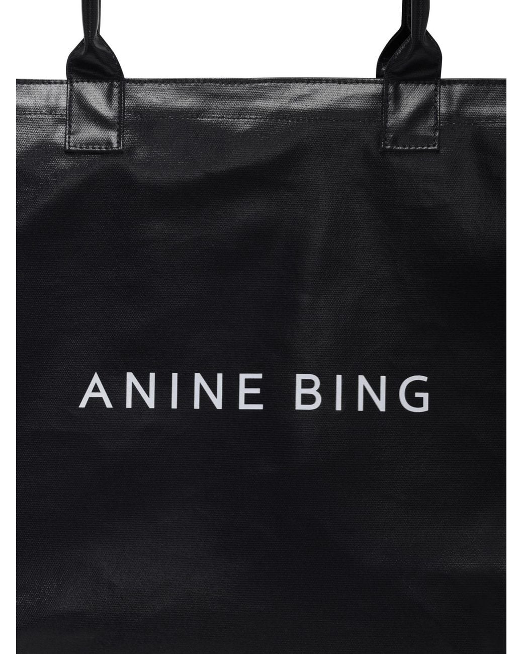 Anine Bing Black Leo Coated Canvas Tote