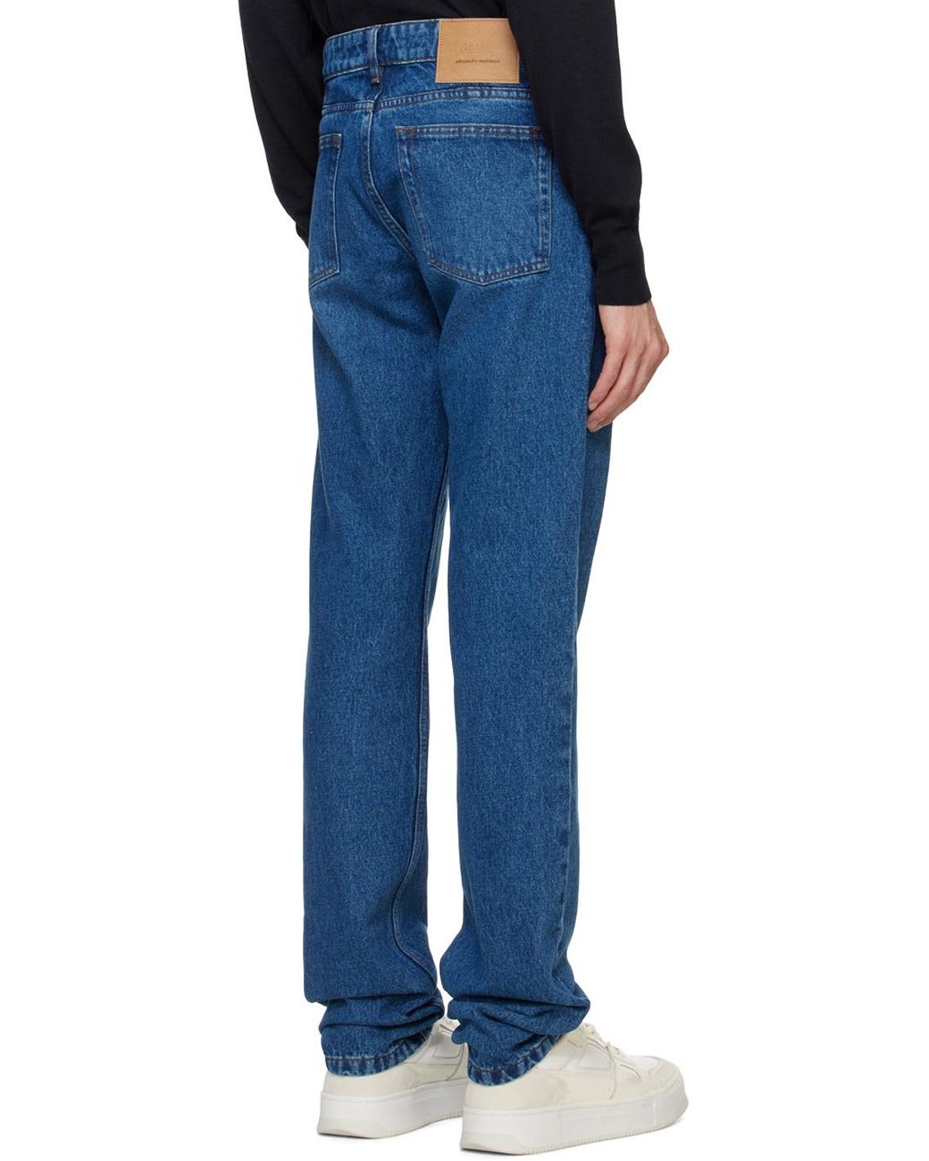 AMI Blue Mid-Rise Straight-Leg Jeans for men