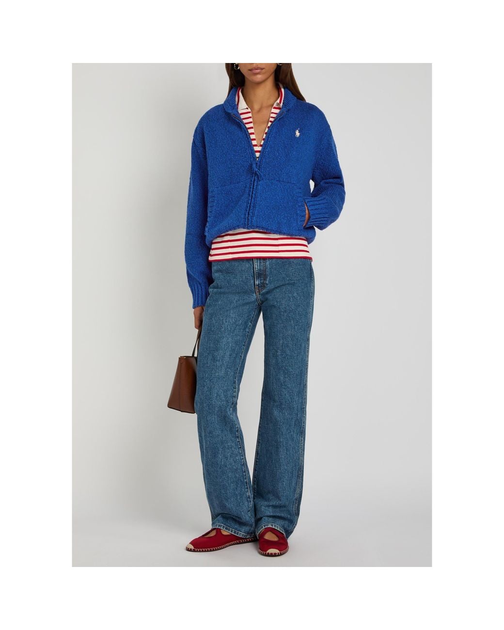 Polo Ralph Lauren Blue Cotton Cable Knit Cardigan