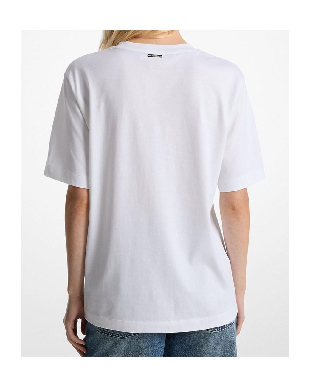 MICHAEL Michael Kors White Logo Embossed Crewneck T-Shirt