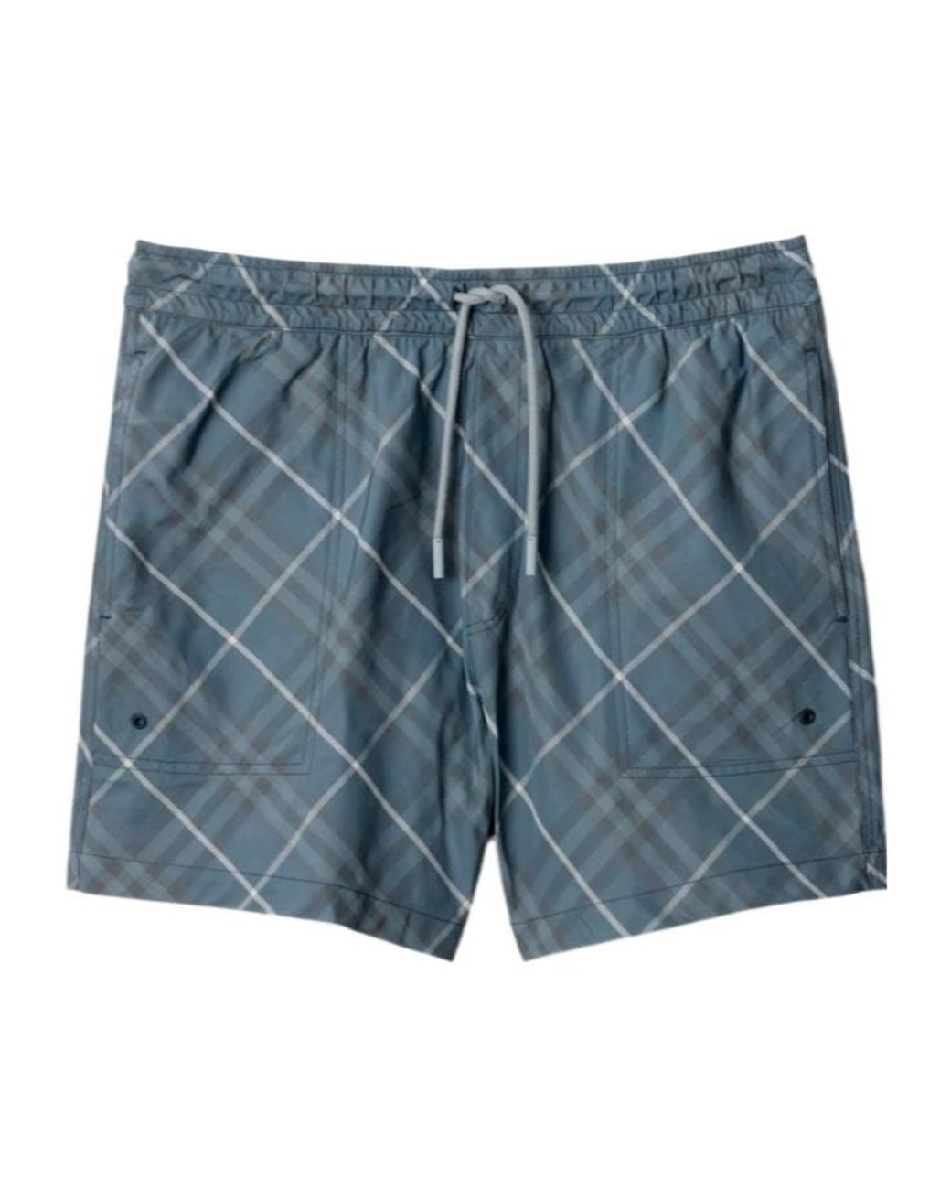Burberry Blue Checked Drawstring Swim Shorts for men