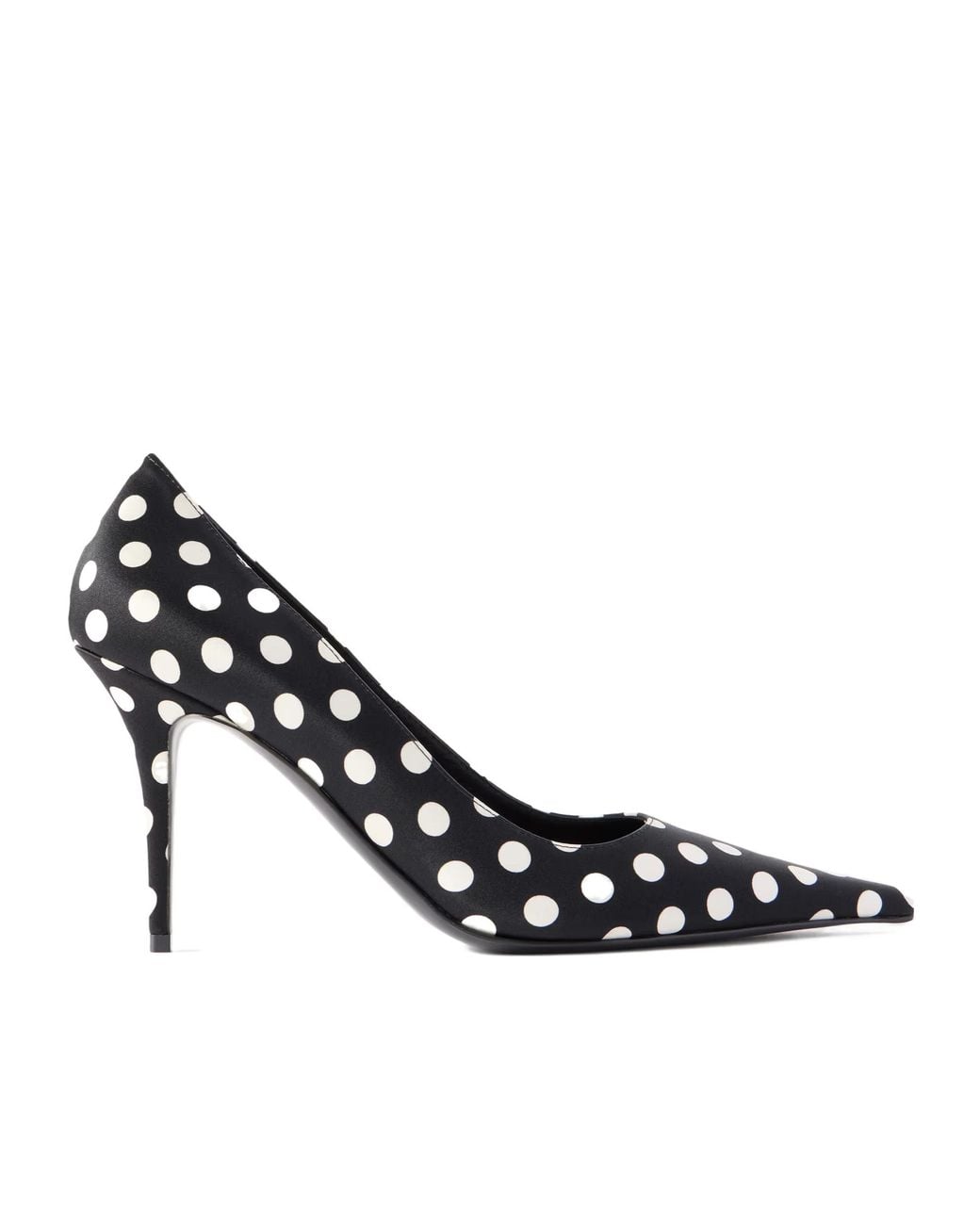 AMINA MUADDI Black Polka-Dot Satin Pumps
