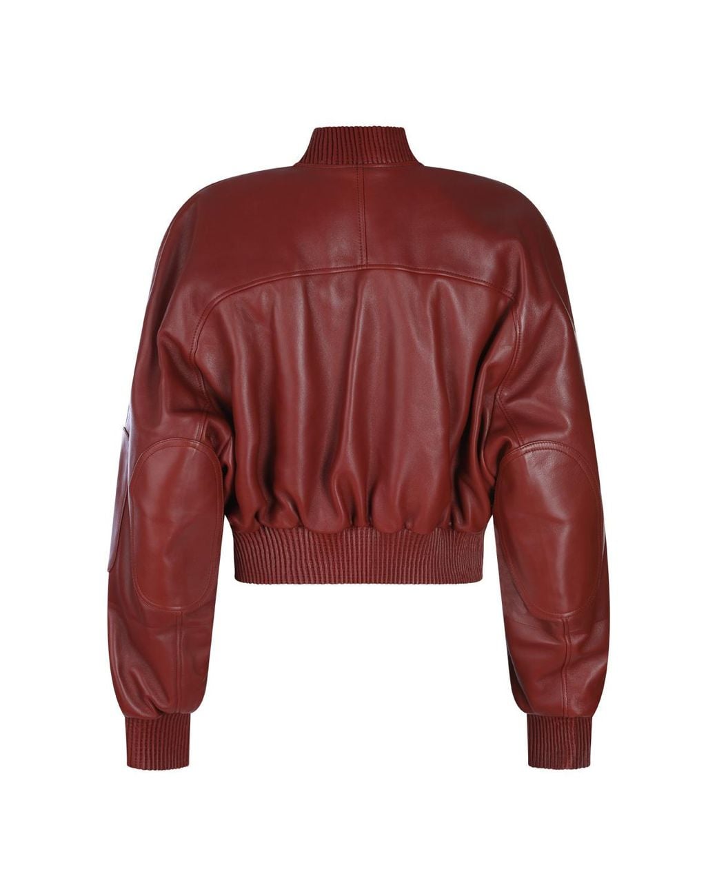 Phoebe Philo Red Zip-Front Leather Bomber Jacket