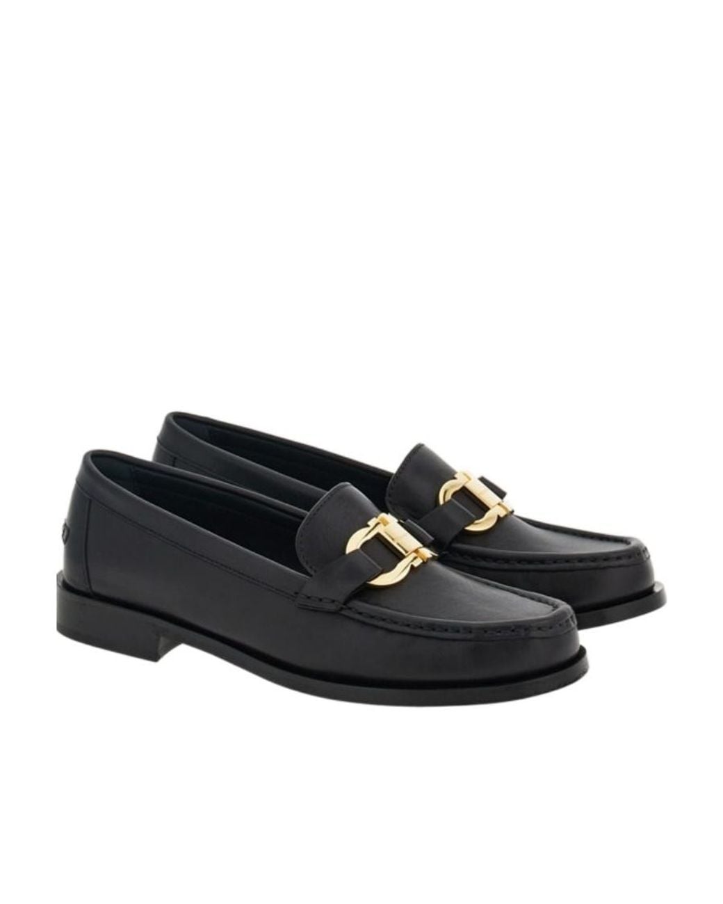 Ferragamo Black Gancini Buckle-Detailed Loafers
