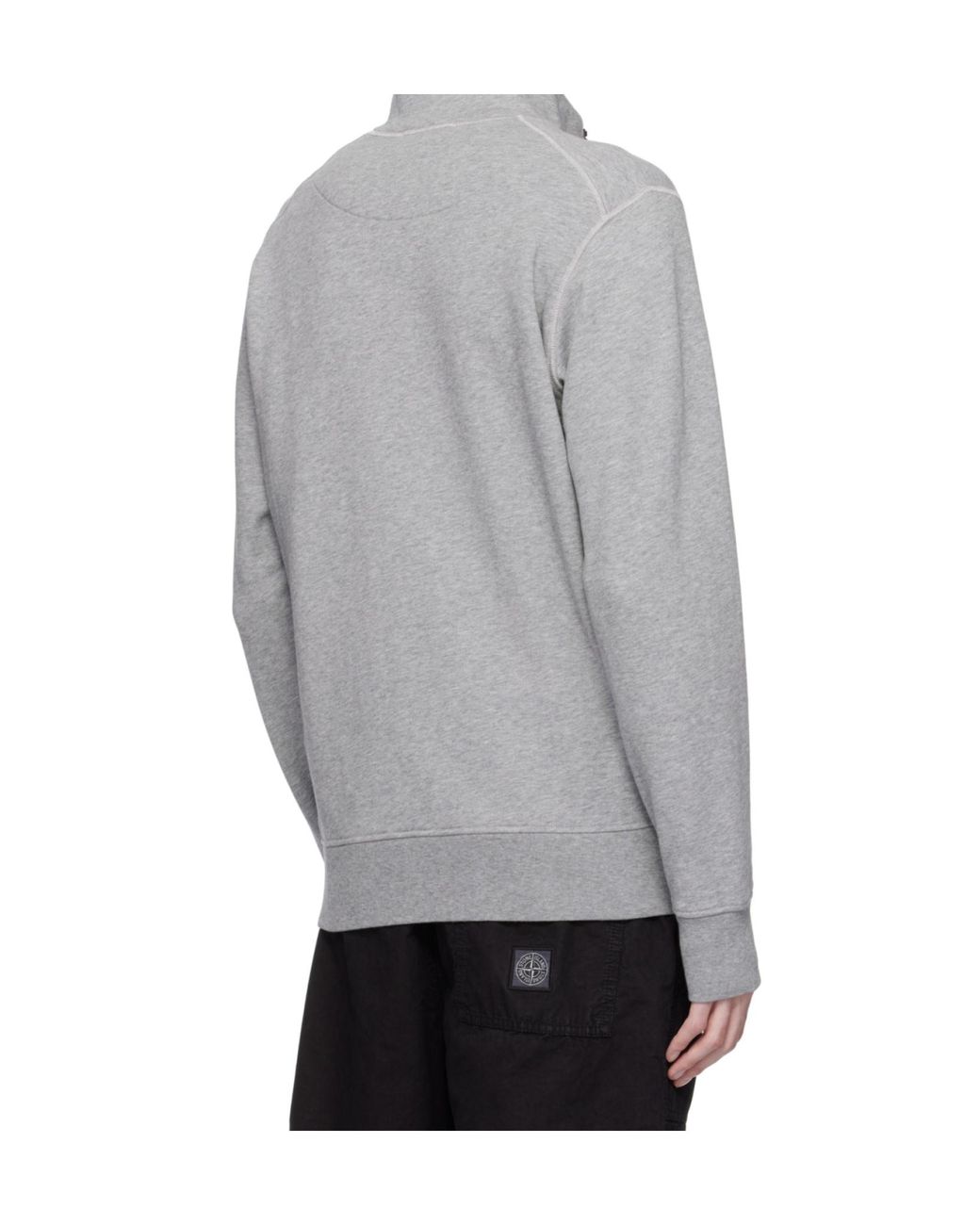 Stone Island Gray Logo-Patch Half-Zip Sweatshirt for men