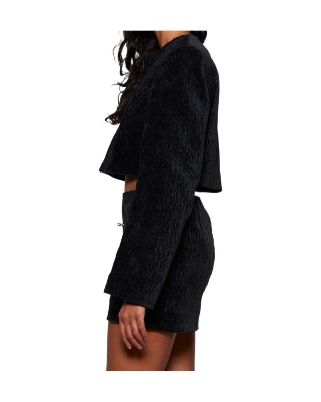 Alexander Wang Black Velvet Cropped Jacket