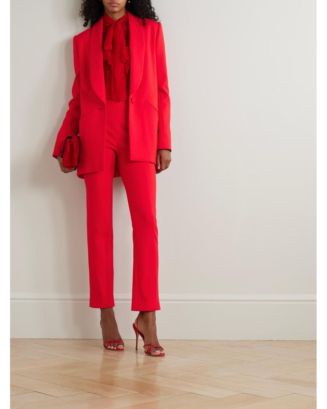 Carolina Herrera Red Wool Blend Suit Jacket