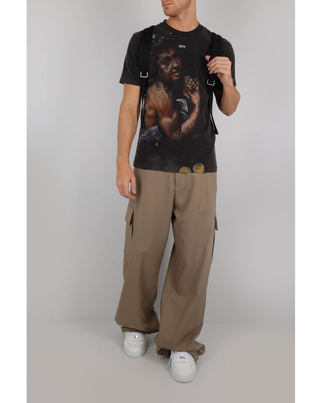 Off-White c/o Virgil Abloh Black Graphic Printed Crewneck T-Shirt for men