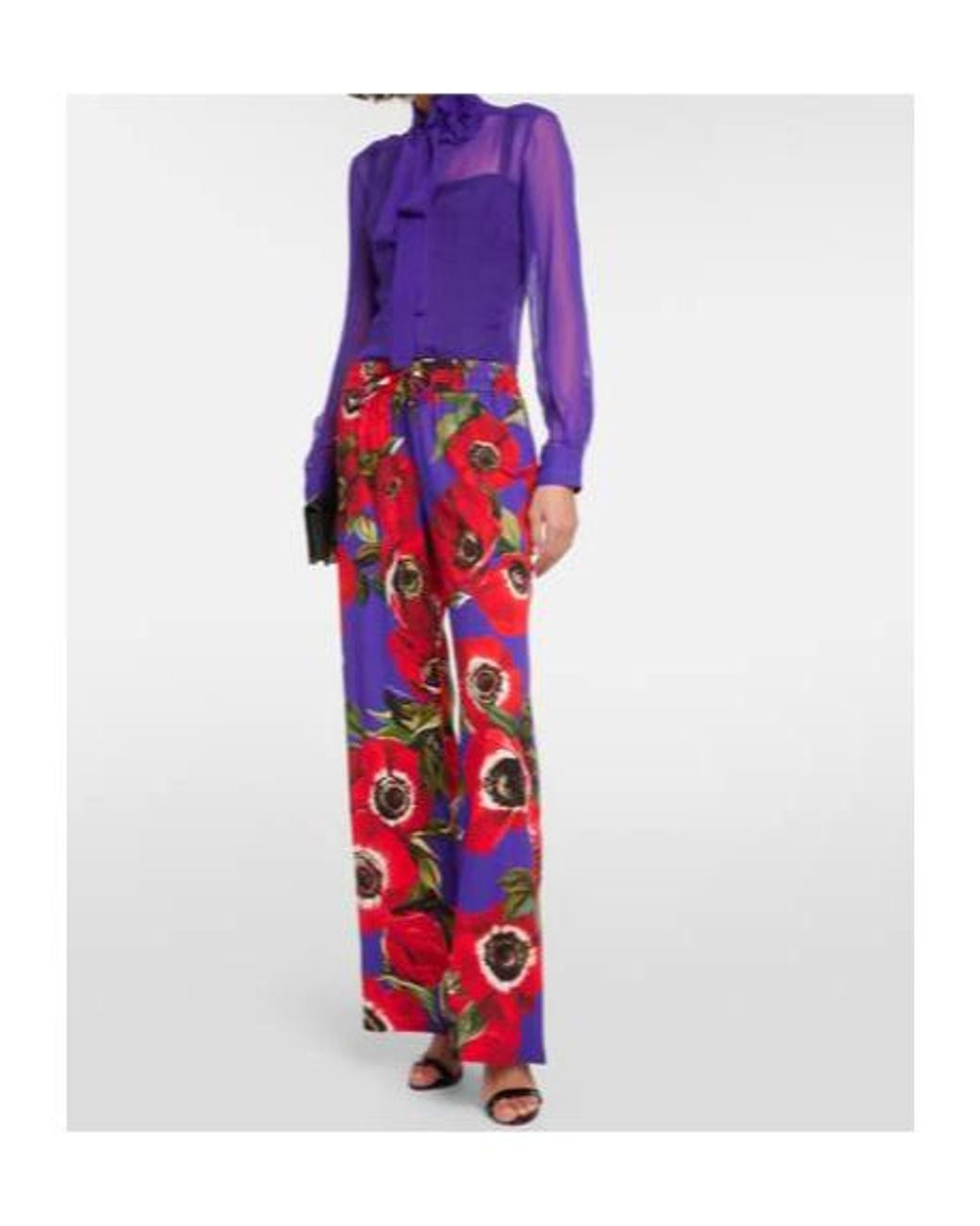 Dolce & Gabbana Purple Silk Chiffon Shirt With Tie Collar
