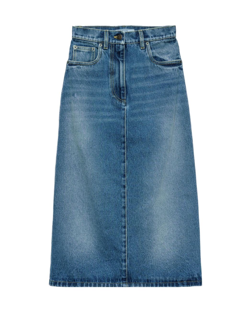Prada Blue Logo-Patch Denim Skirt