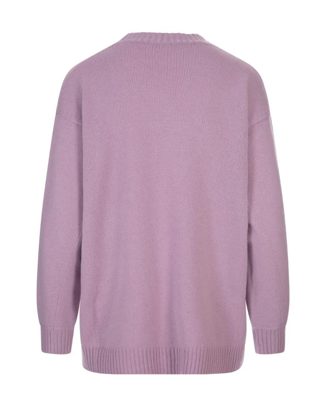 Max Mara Purple Wool Cashmere Round Neck Sweater