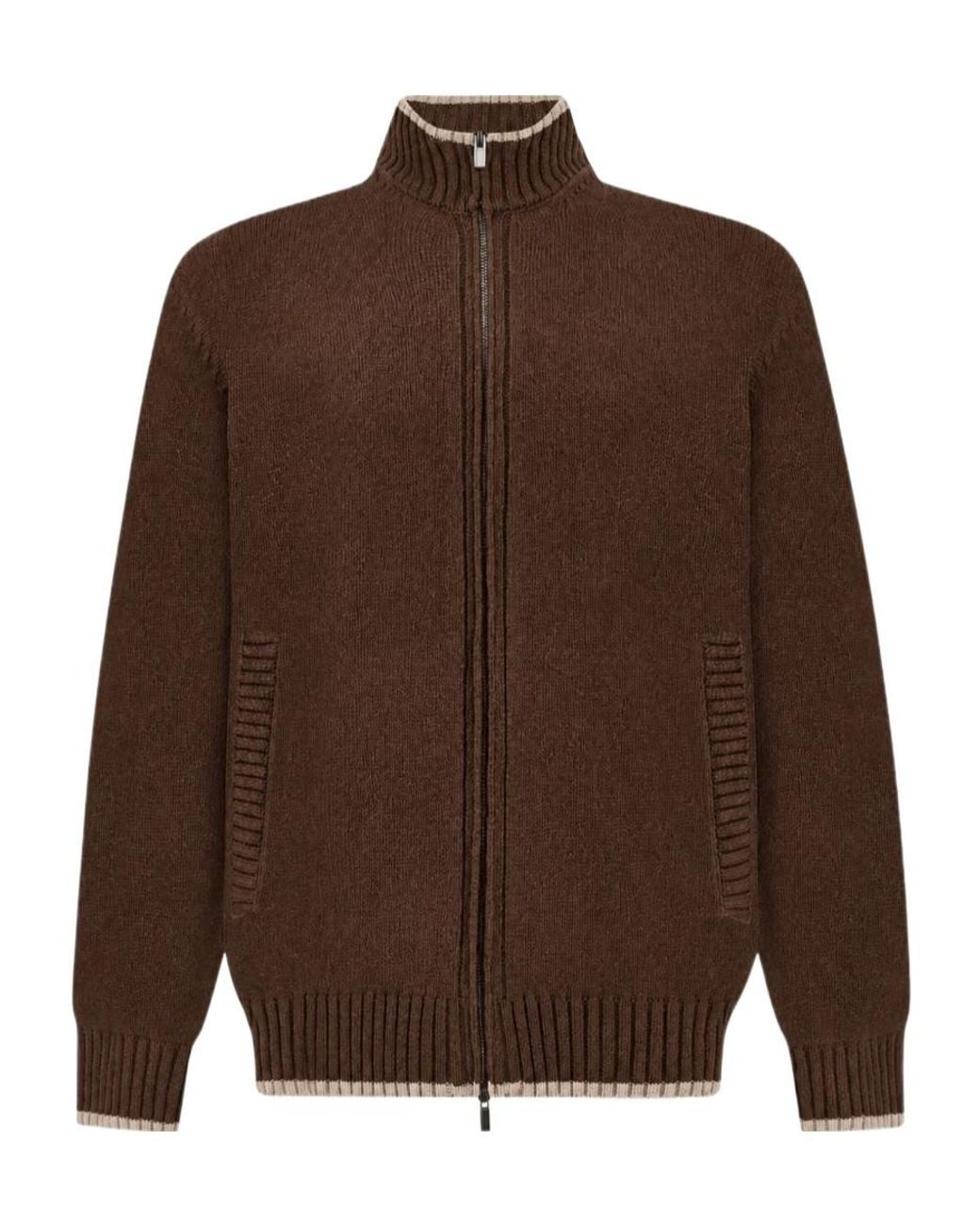 Paul & Shark Brown Long-Sleeve Zip-Up Cardigan for men