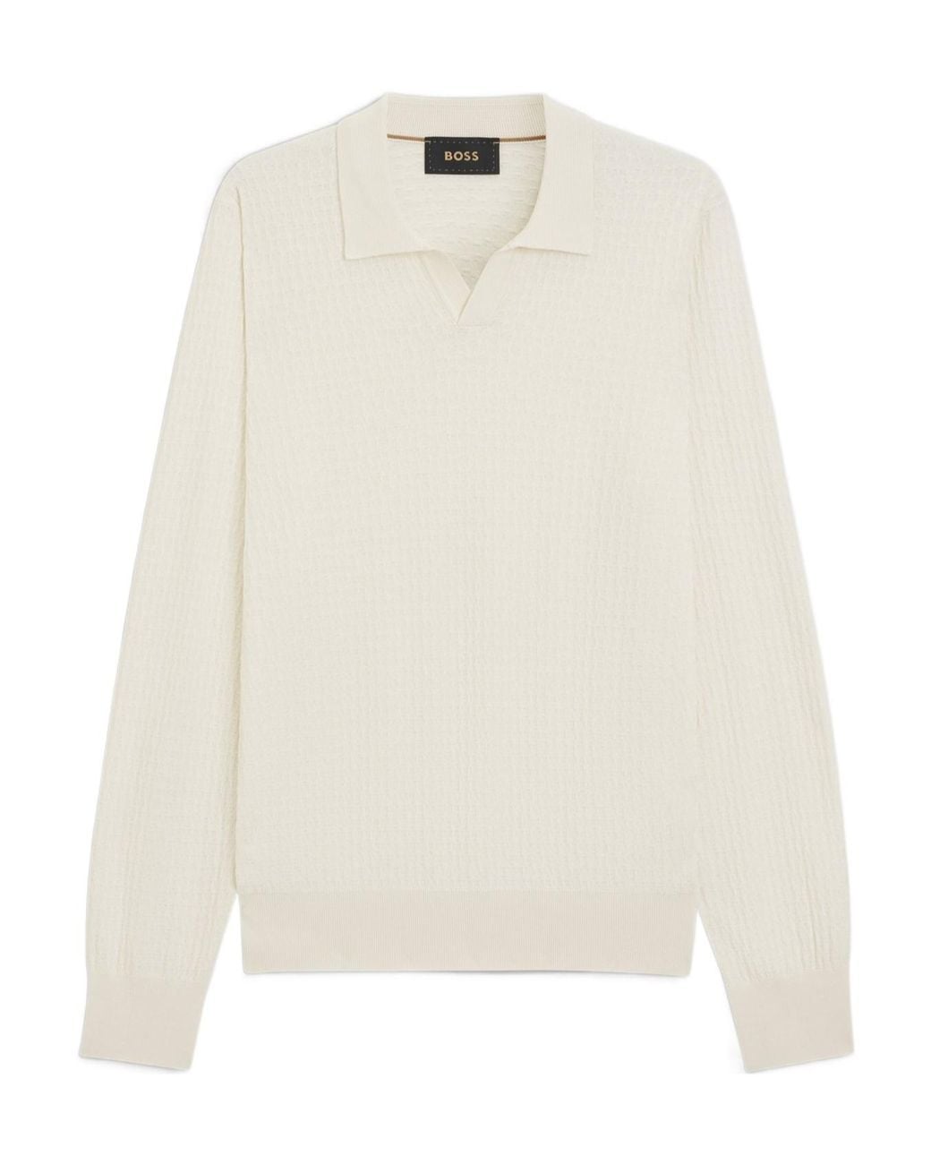 Boss White Boss Textured V-Neck Knitted Sweater for men
