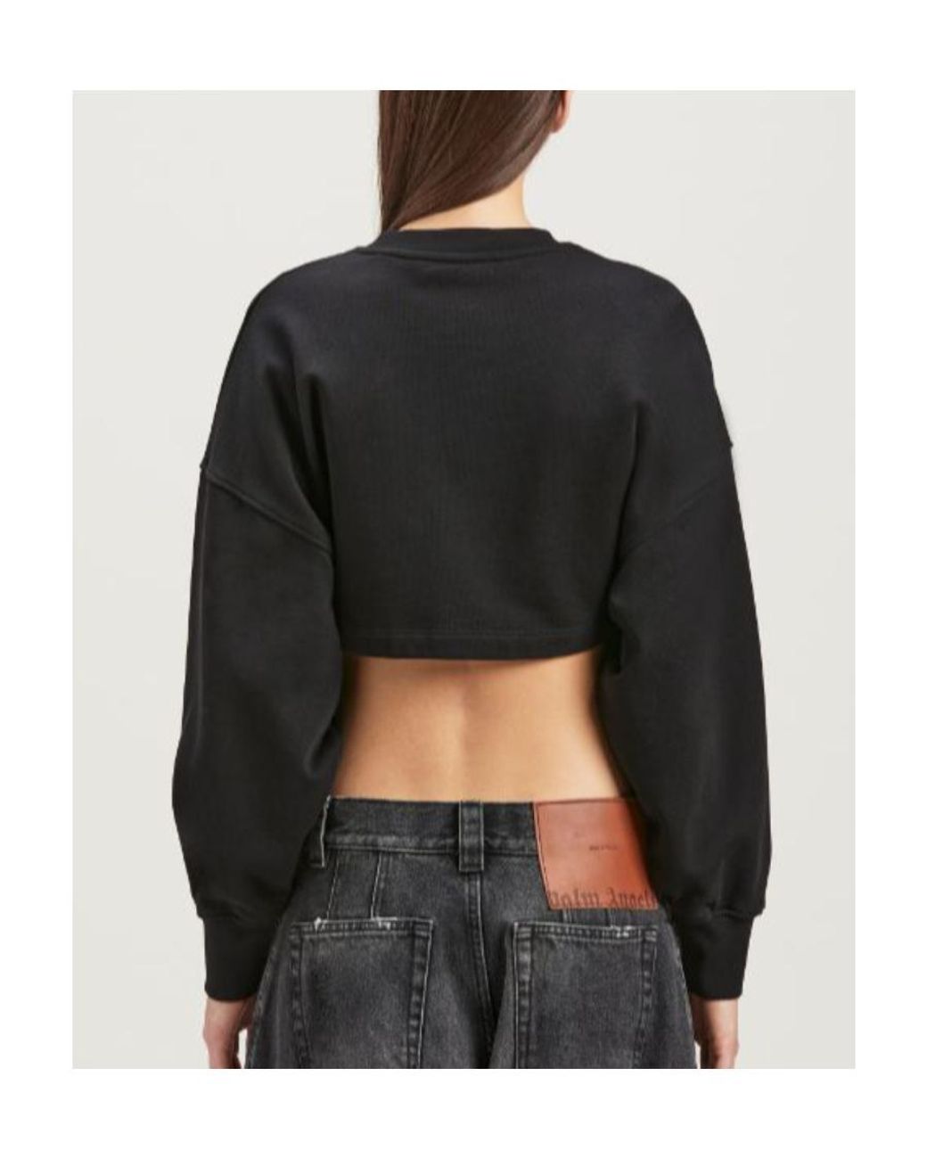 Palm Angels Black Ruched-Detailed Palm Plaque Sweatshirt