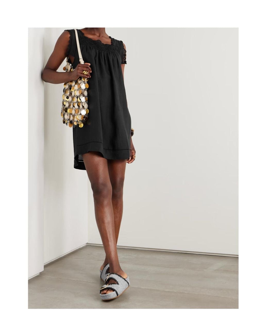 Doen Black Almadia Lace-Trim Dress