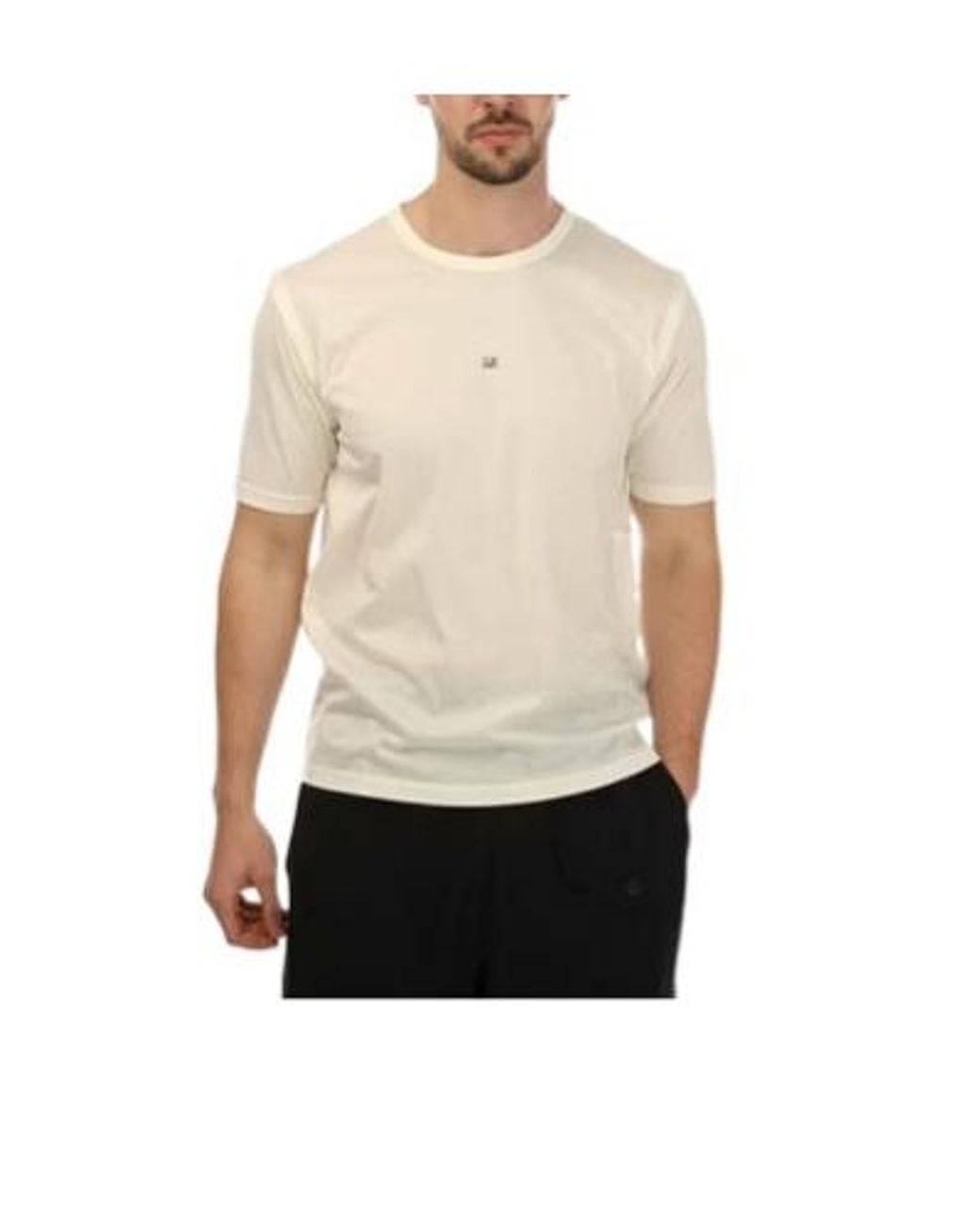 C P Company White Crewneck Shortsleeve Tshirt for men