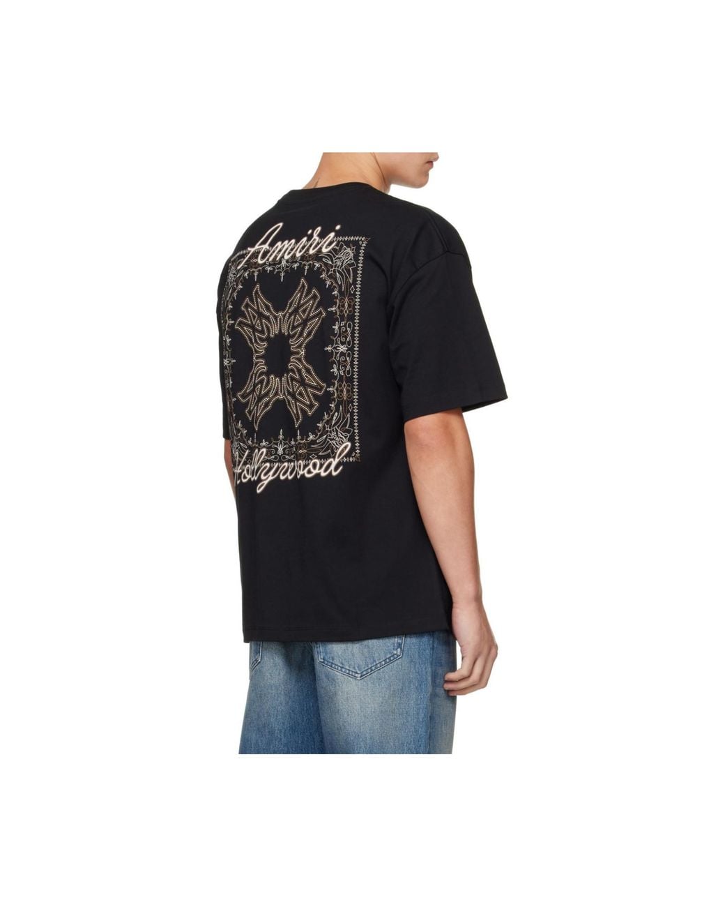 Amiri Black Logo Embroidered T-Shirt for men