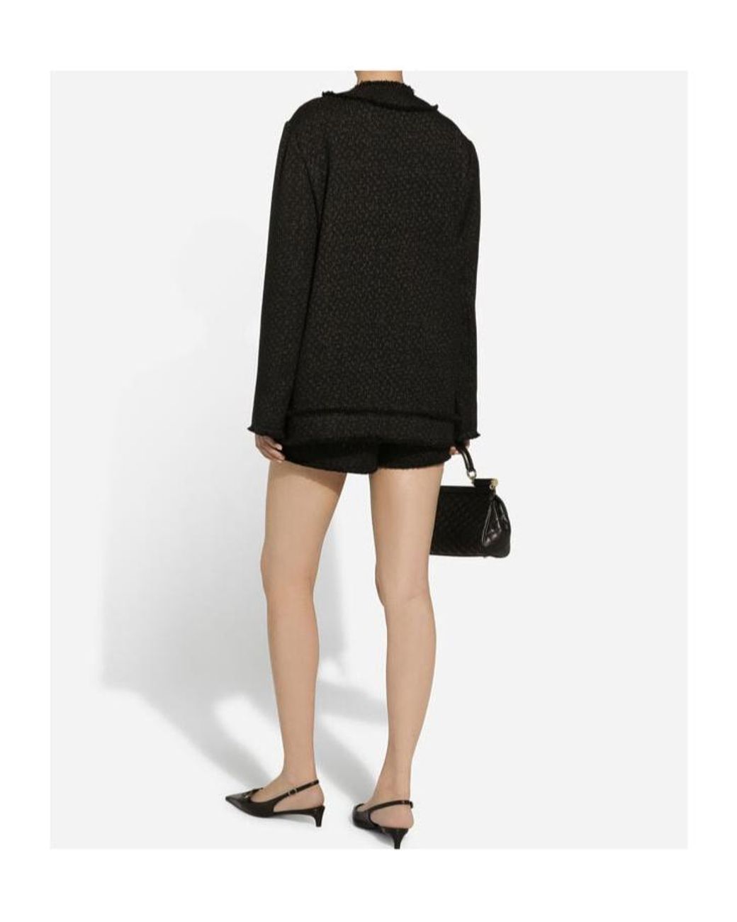 Dolce & Gabbana Black Single-Breasted Raschel Tweed Jacket