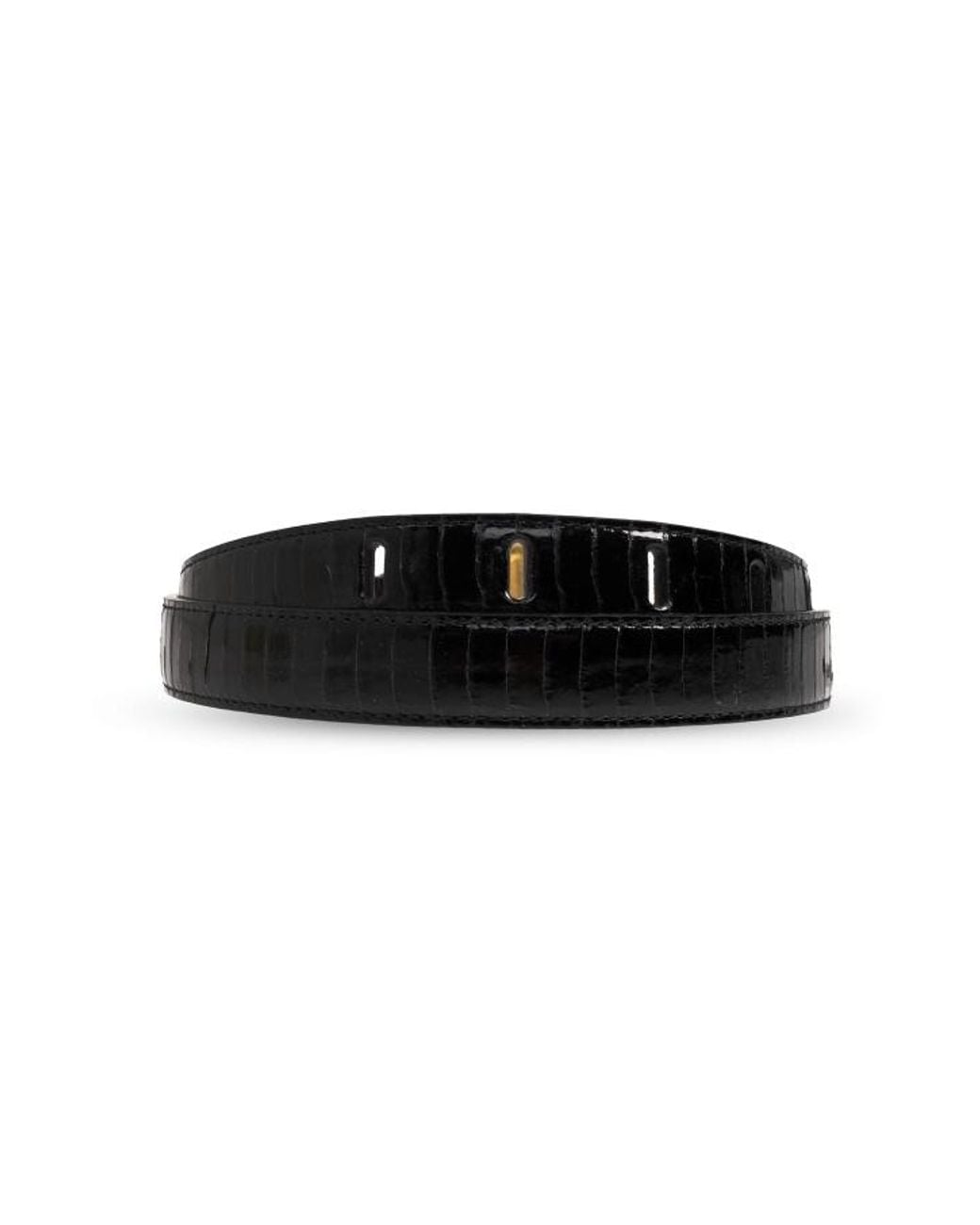 Balmain White Embossed Buckle Belt