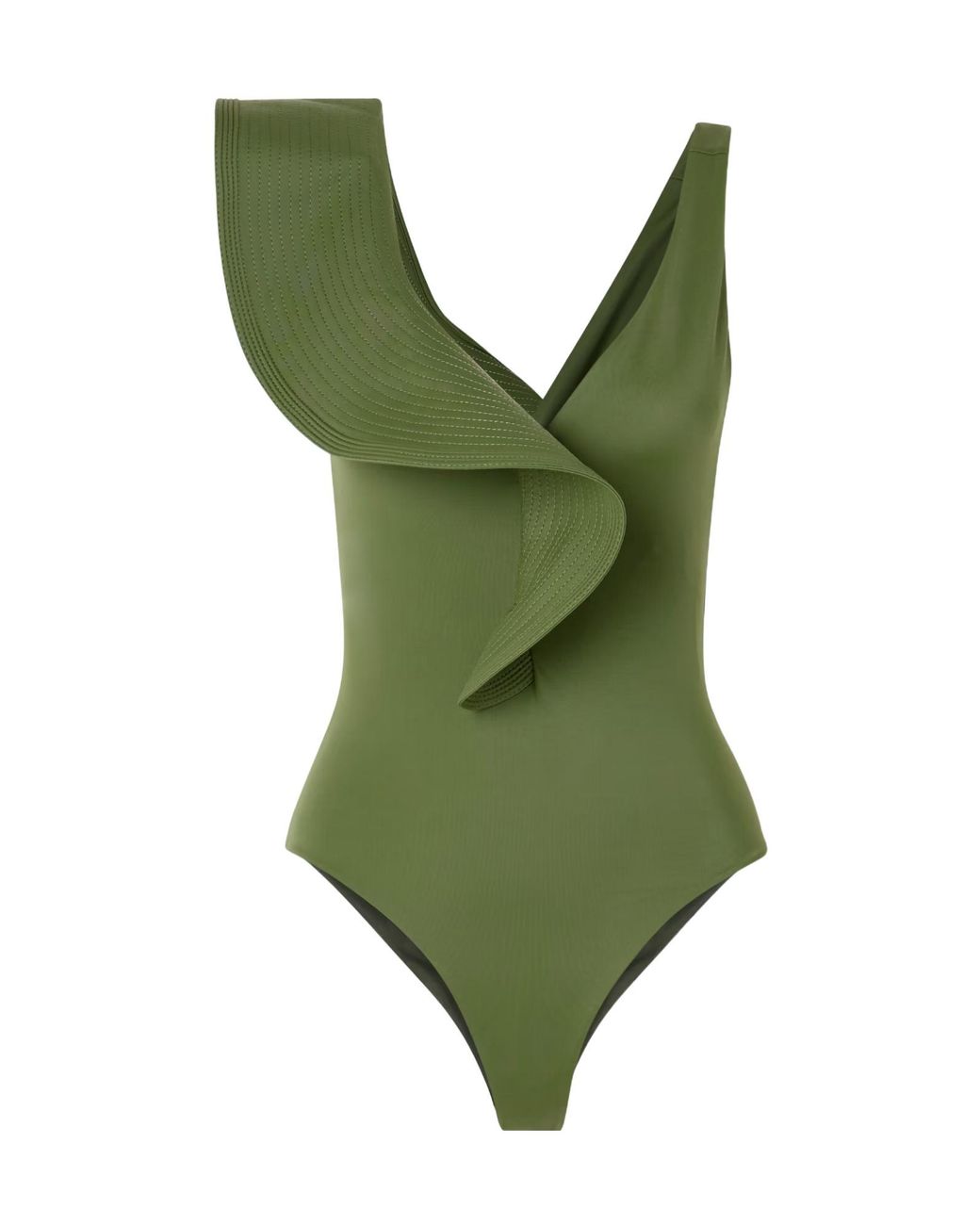 Johanna Ortiz Green Oversized Ruffle Swimsuit