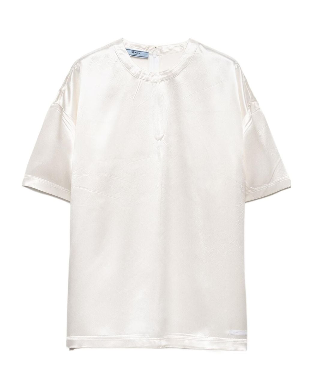 Prada White Short-Sleeved Satin Top