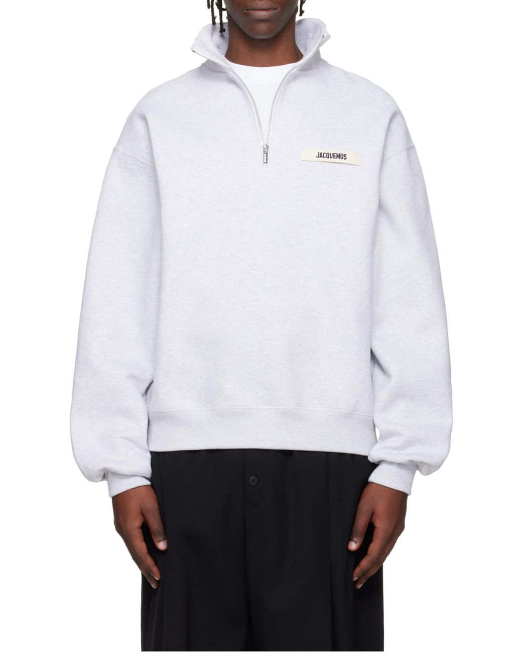 Jacquemus White Logo Patch High-Neck Sweatshirt for men