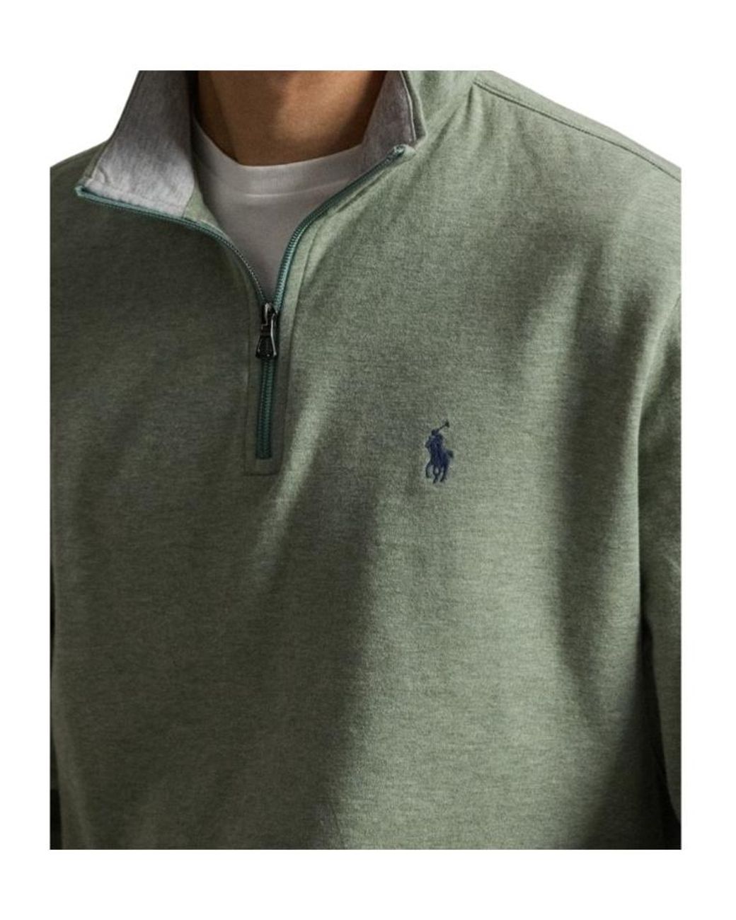Polo Ralph Lauren Green Quarter-Zip Logo-Embroidered Sweater for men