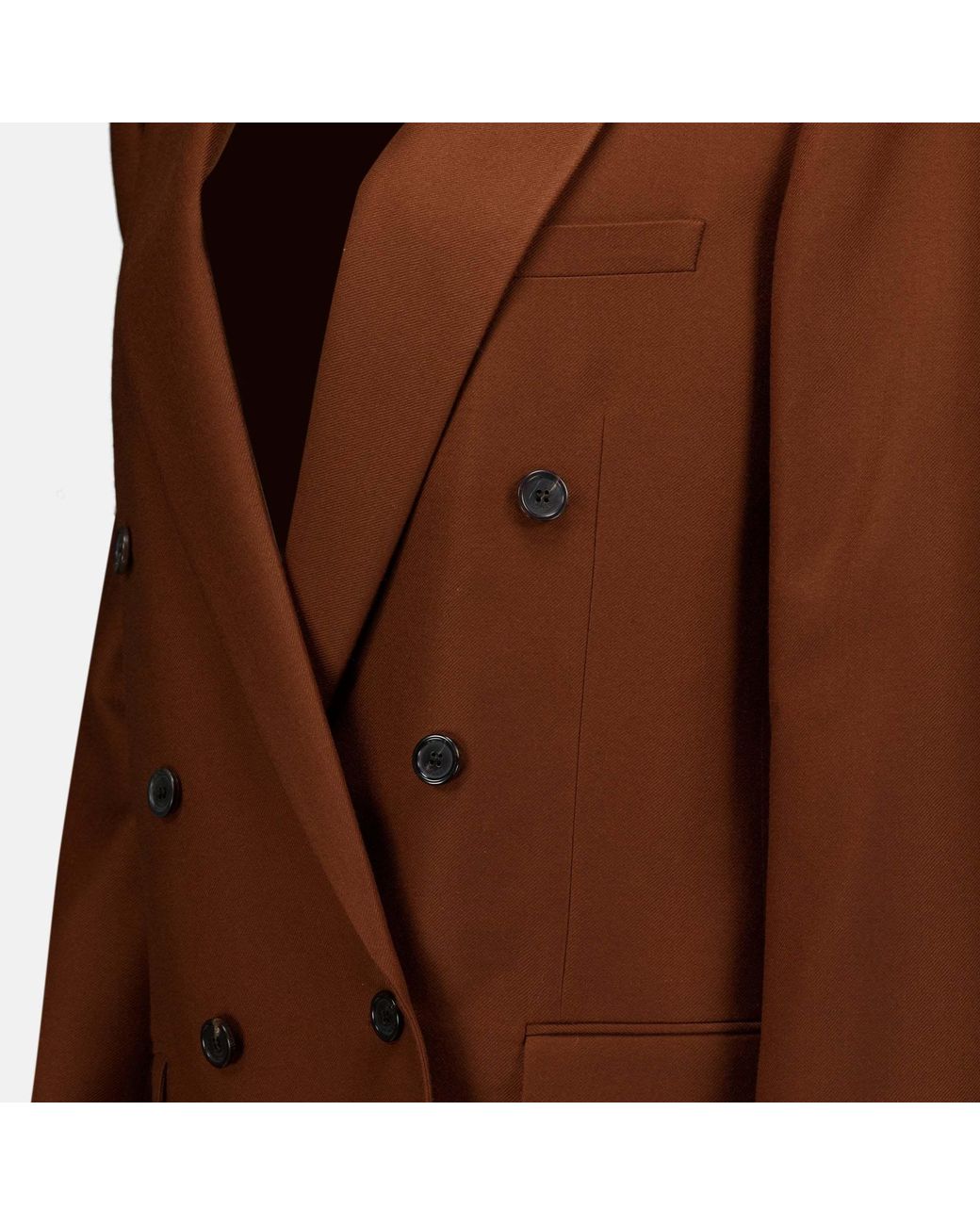 Saint Laurent Brown Double-Breasted Long-Sleeved Jacket
