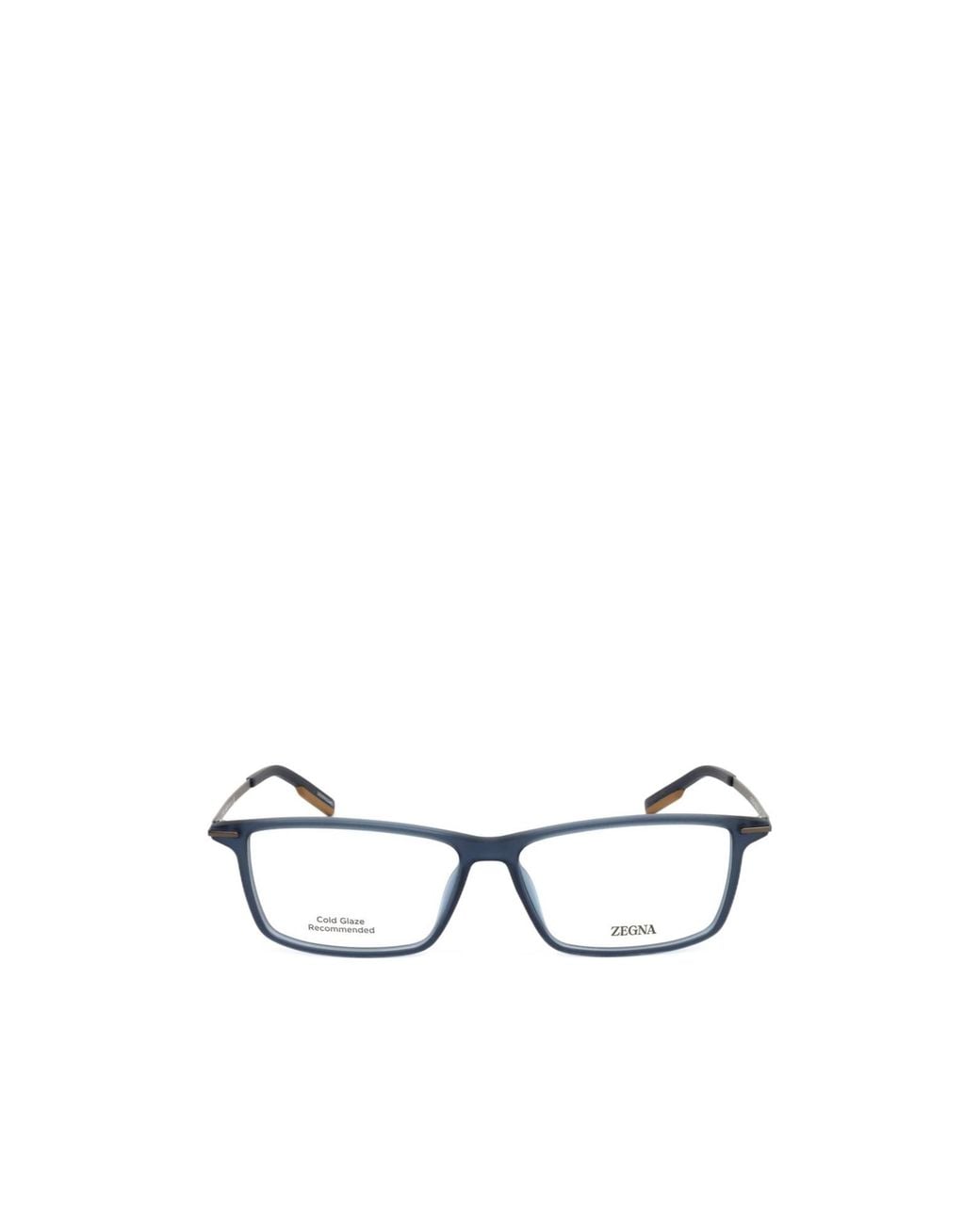 Zegna White Rectangle Frame Glasses for men